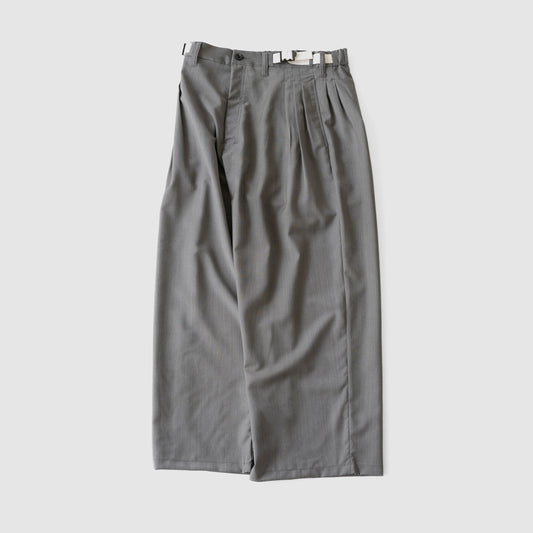 ANCELLM / BELTED WOOL SLACKS "GRAY"