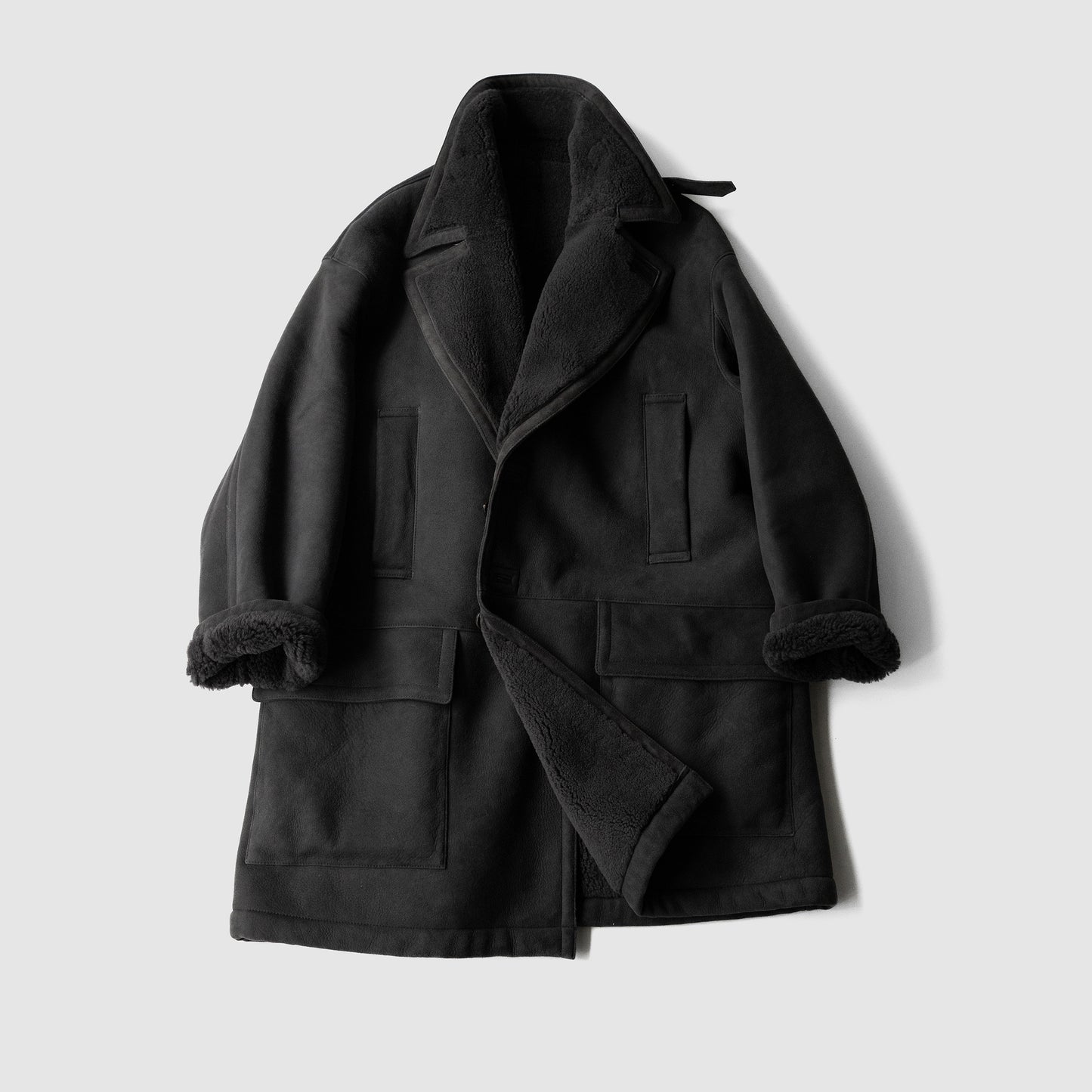 YOKE/ REVERSIBLE MOUTON RANCH COAT "CHARCOAL"