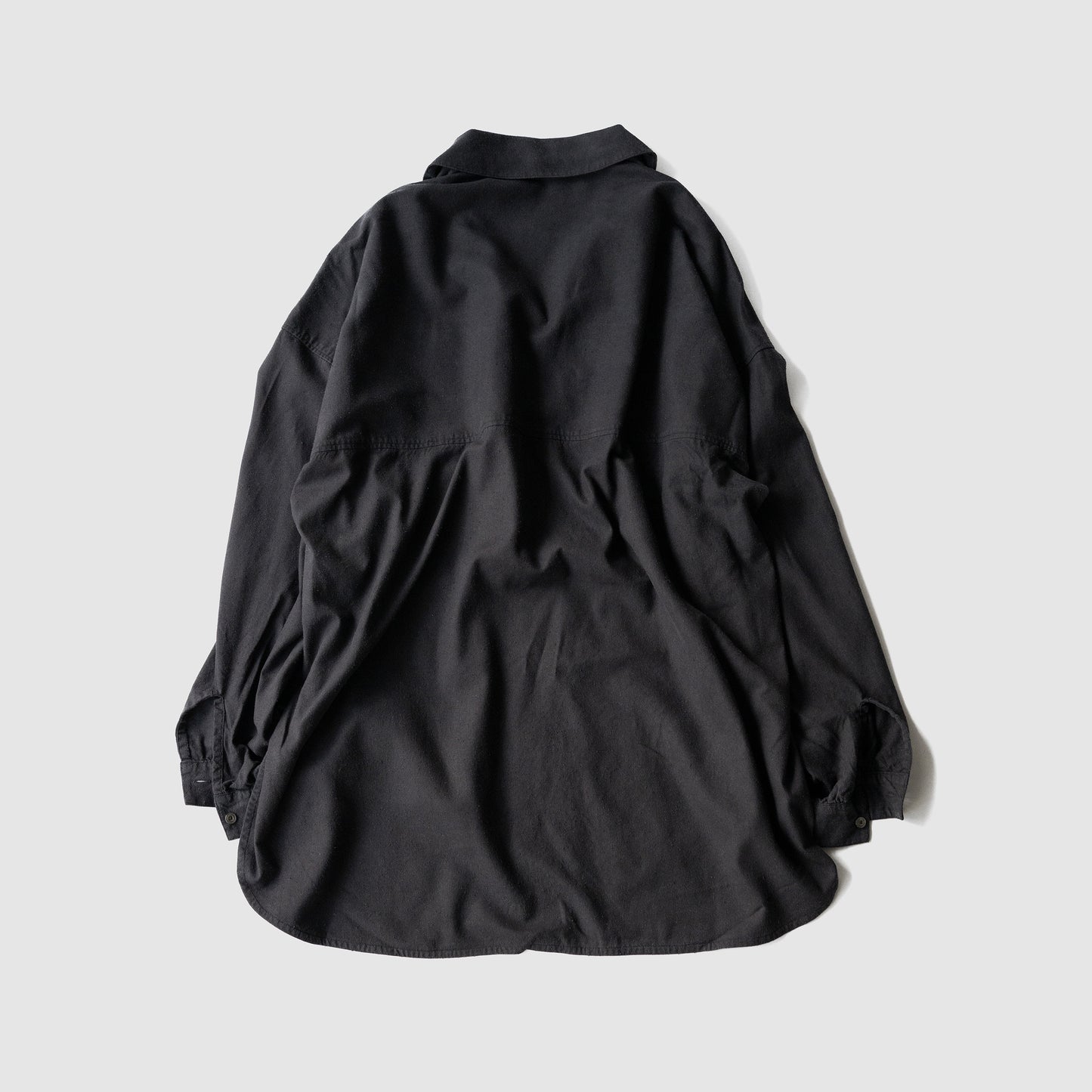ANCELLM / SILK NEP LONG SHIRT "BLACK"