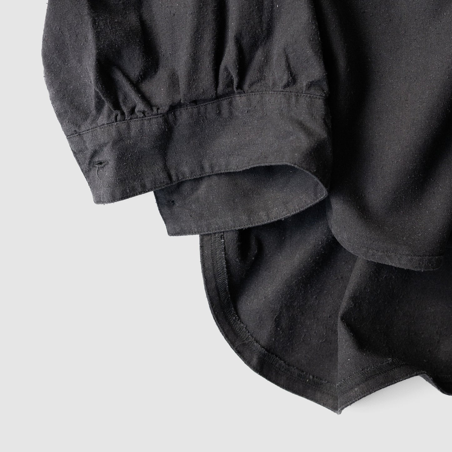 ANCELLM / SILK NEP LONG SHIRT "BLACK"