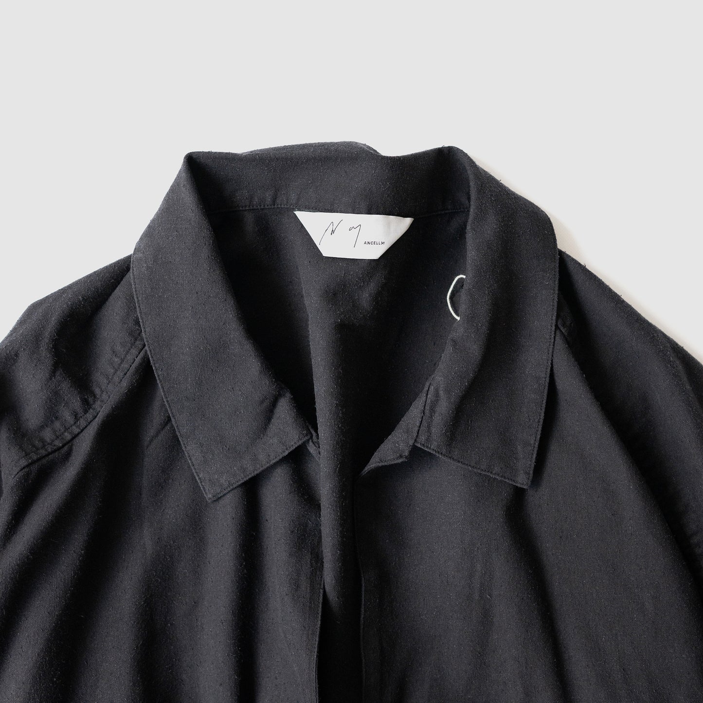 ANCELLM / SILK NEP LONG SHIRT "BLACK"