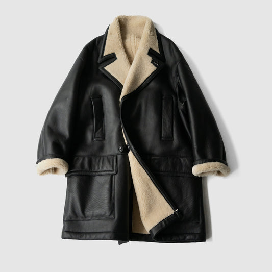 YOKE/ REVERSIBLE MOUTON RANCH COAT "BLACK"