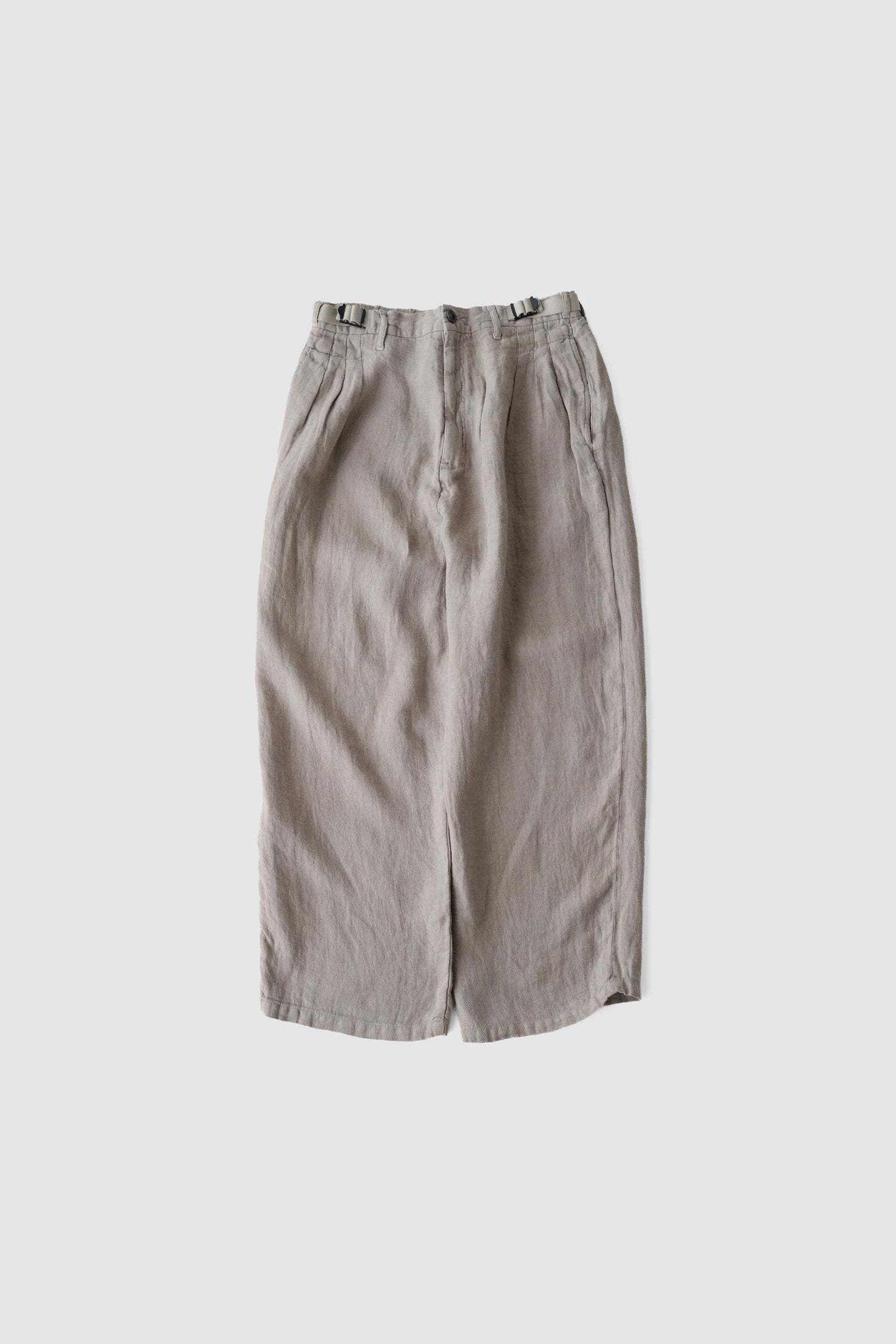 ANCELLM / BELTED LINEN TUCK SLACKS "BEIGE"