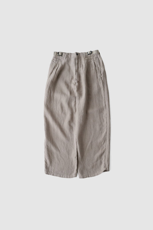 ANCELLM / BELTED LINEN TUCK SLACKS "GRAY"