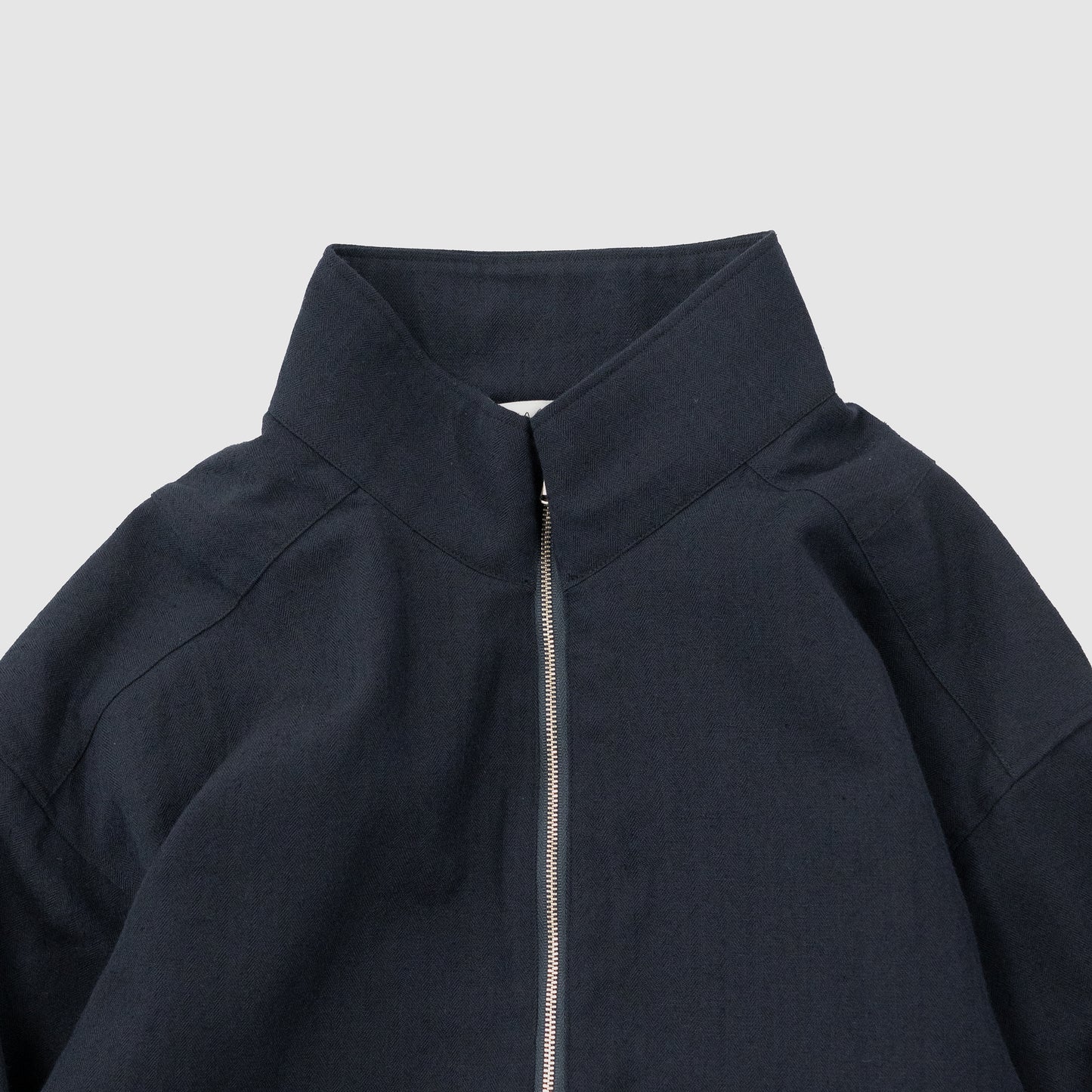ANCELLM / WOOL HALF ZIP PULL OVER SHIRT "NAVY"