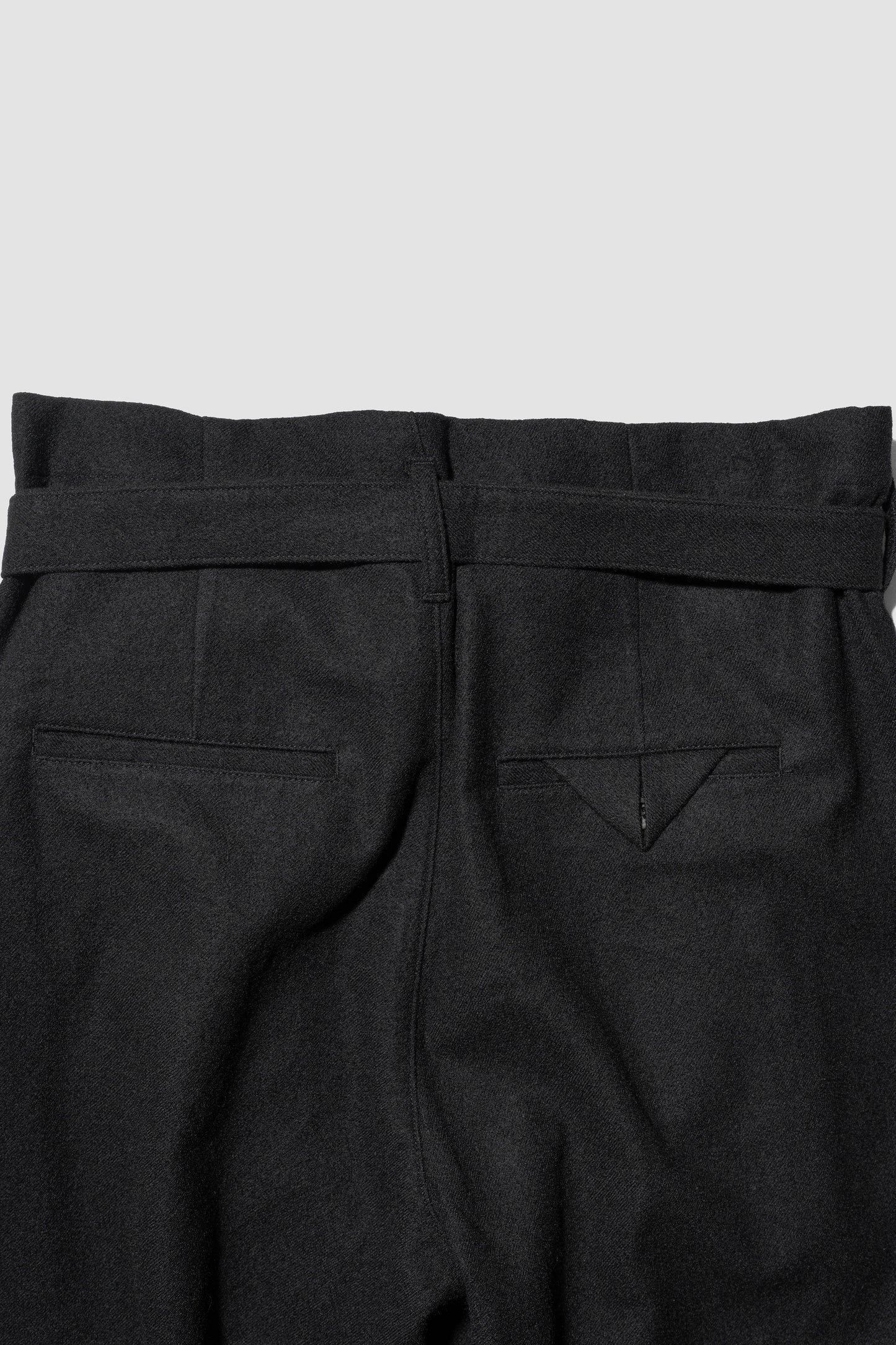 ANCELLM / WOOL BELTED WIDE SLACKS "BLACK"
