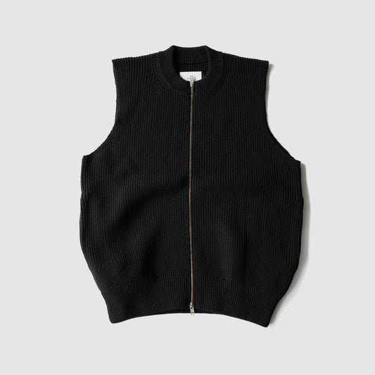 ssstein/ OVERSIZED DRIVERS KNIT ZIP VEST "BLACK"