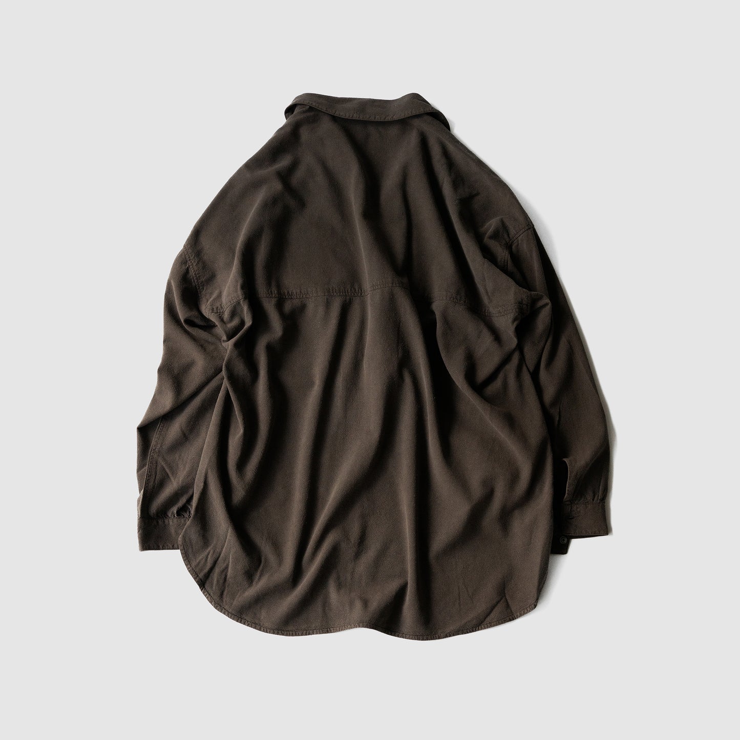 ANCELLM / SILK NEP LONG SHIRT "BROWN"