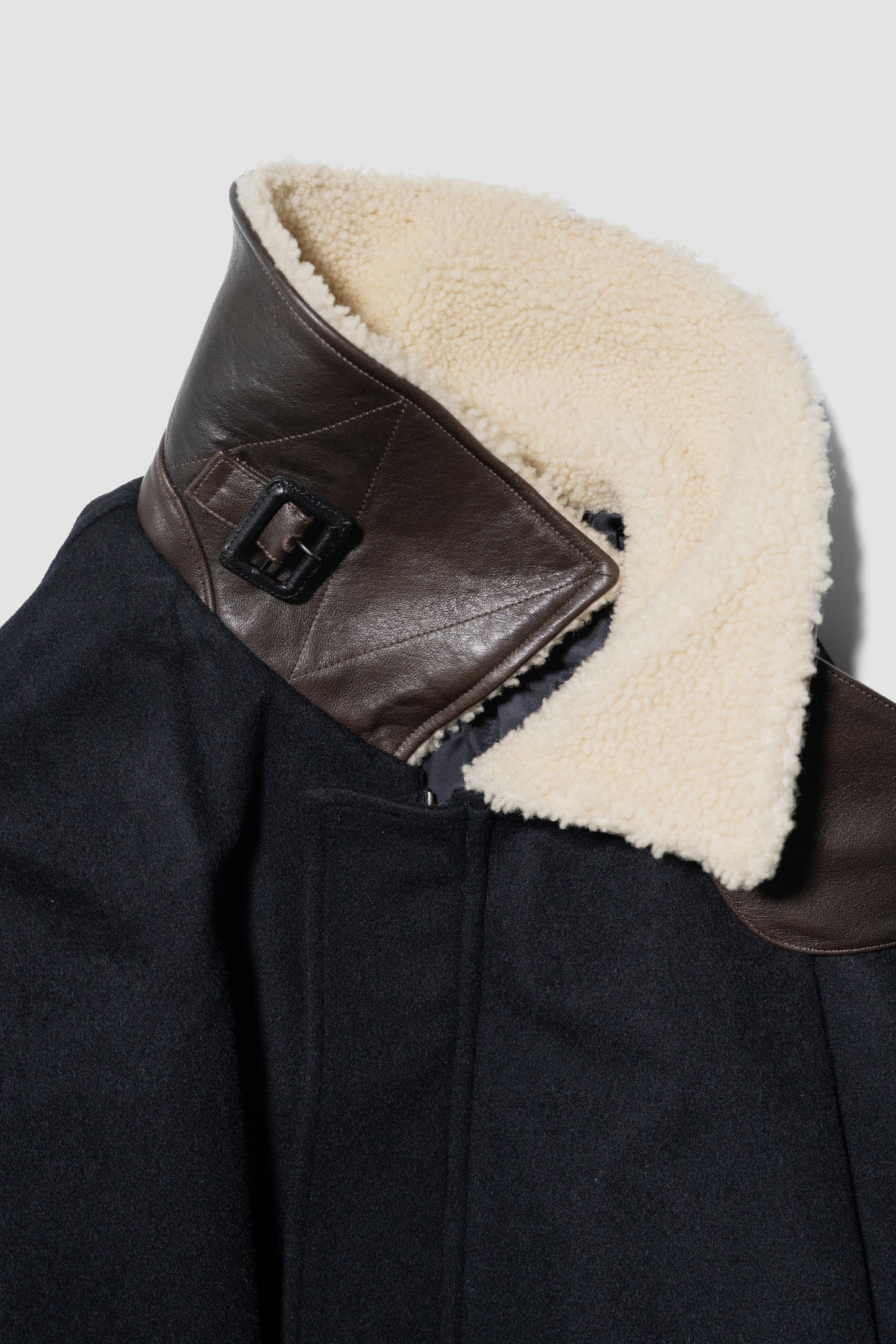 ssstein/ MOUTON COLLAR WOOL CASHMERE PADDED JACKET "DARK NAVY"
