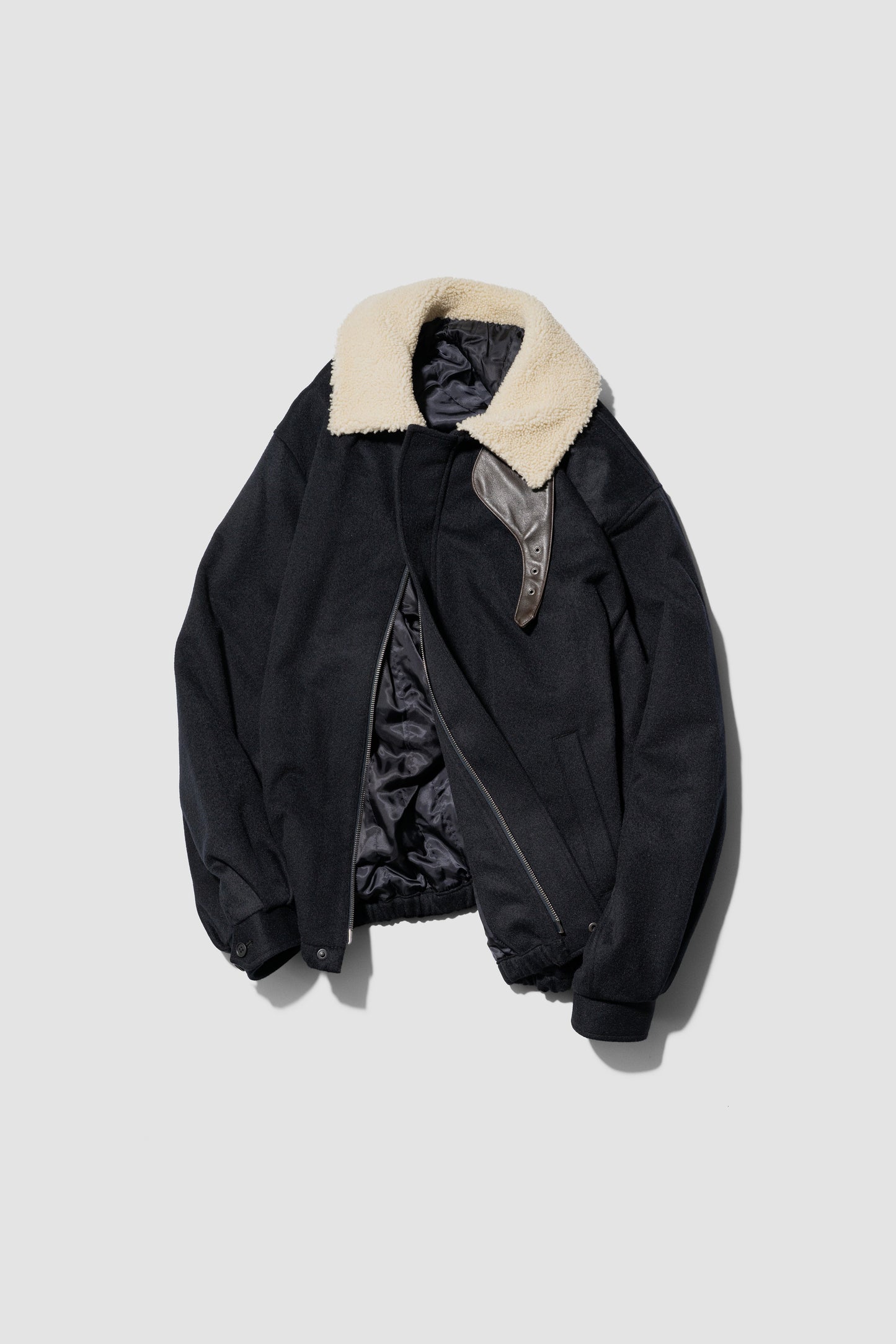 ssstein/ MOUTON COLLAR WOOL CASHMERE PADDED JACKET "DARK NAVY"