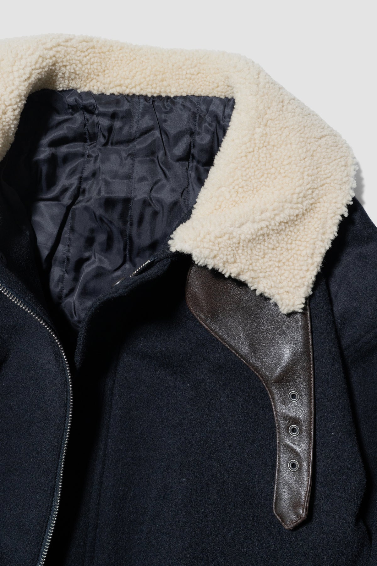 ssstein/ MOUTON COLLAR WOOL CASHMERE PADDED JACKET "DARK NAVY"