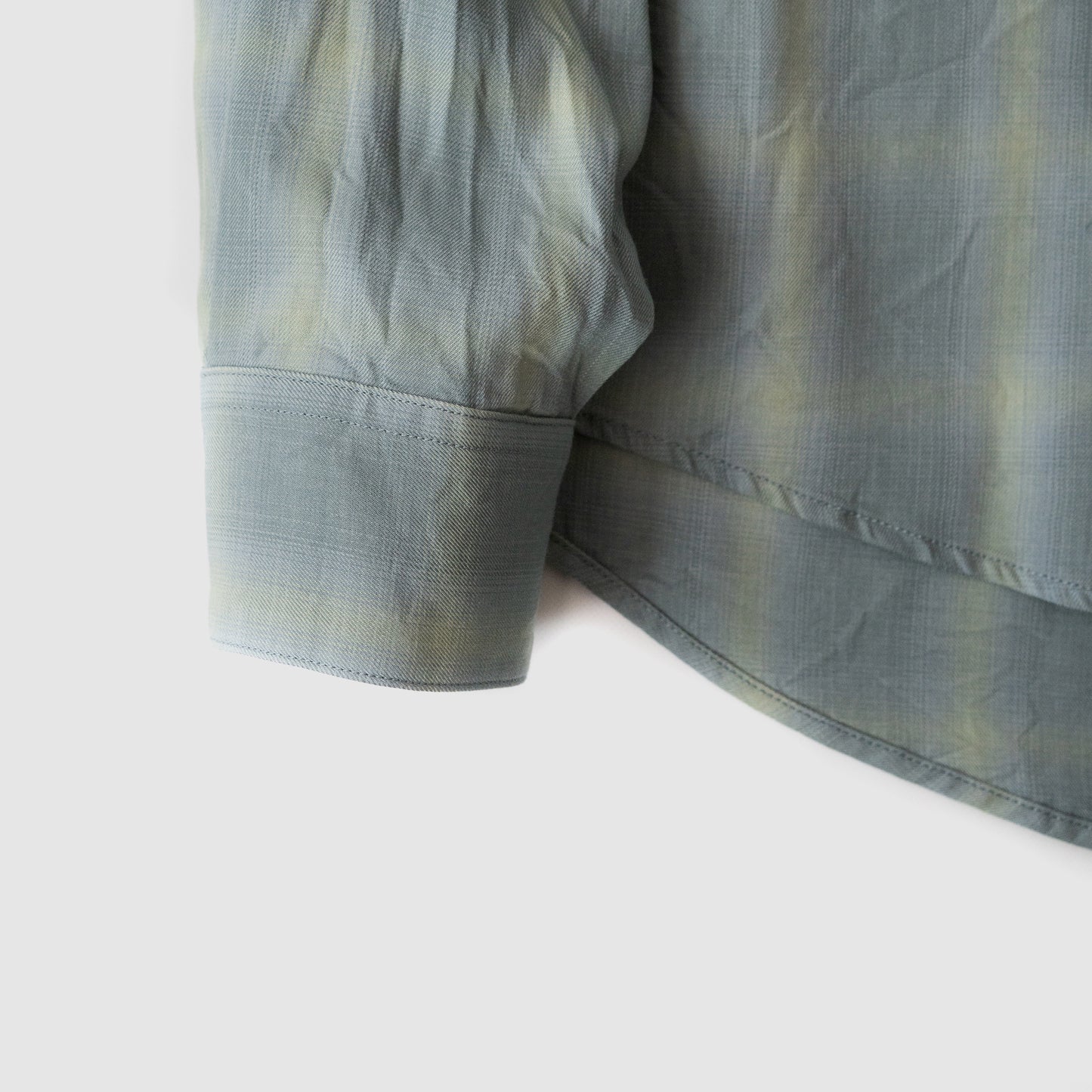 YOKE/ OMBRE PLAID REGULAR COLLAR SHIRT "MIST GREEN"