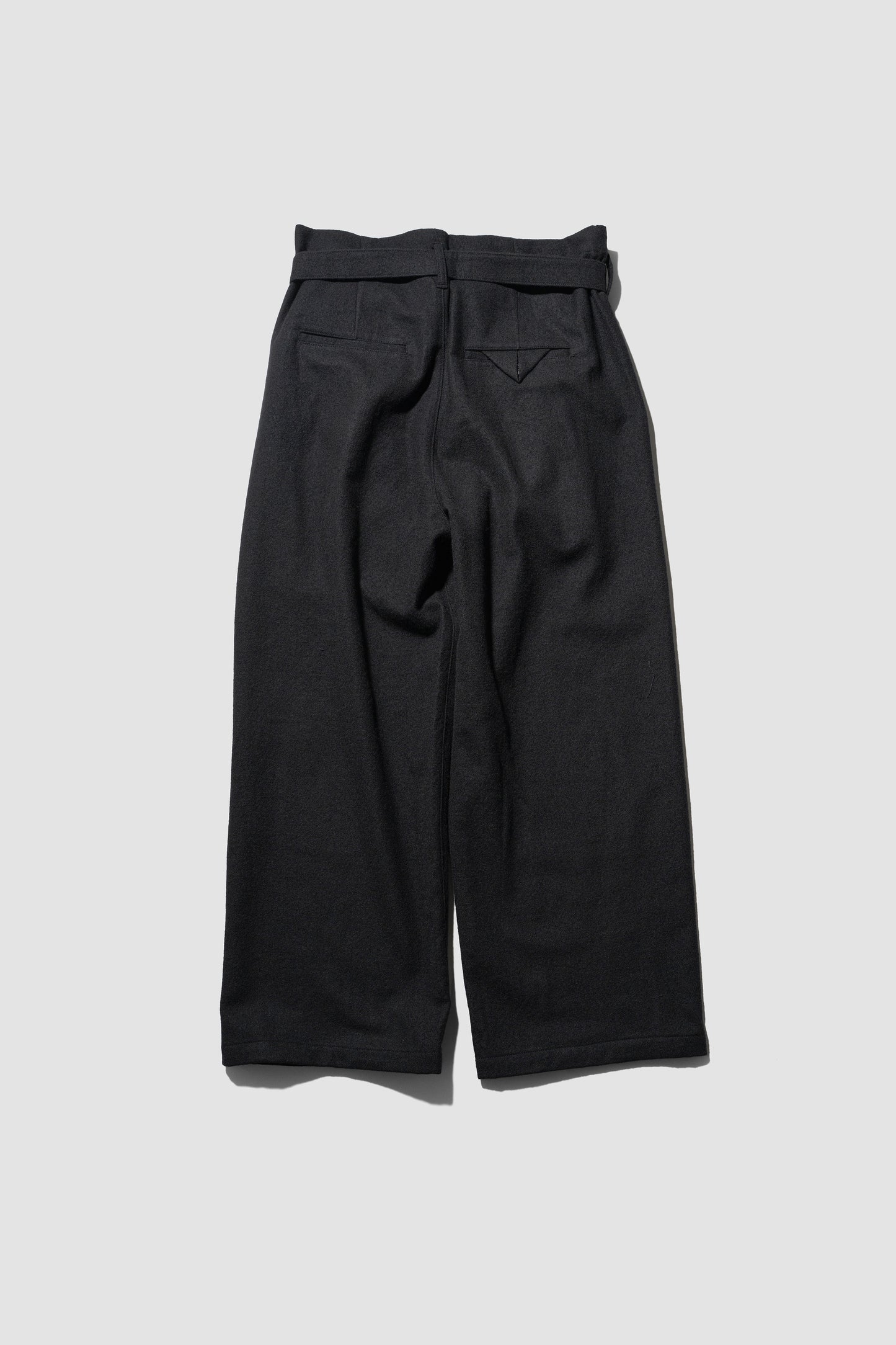 ANCELLM / WOOL BELTED WIDE SLACKS "BLACK"