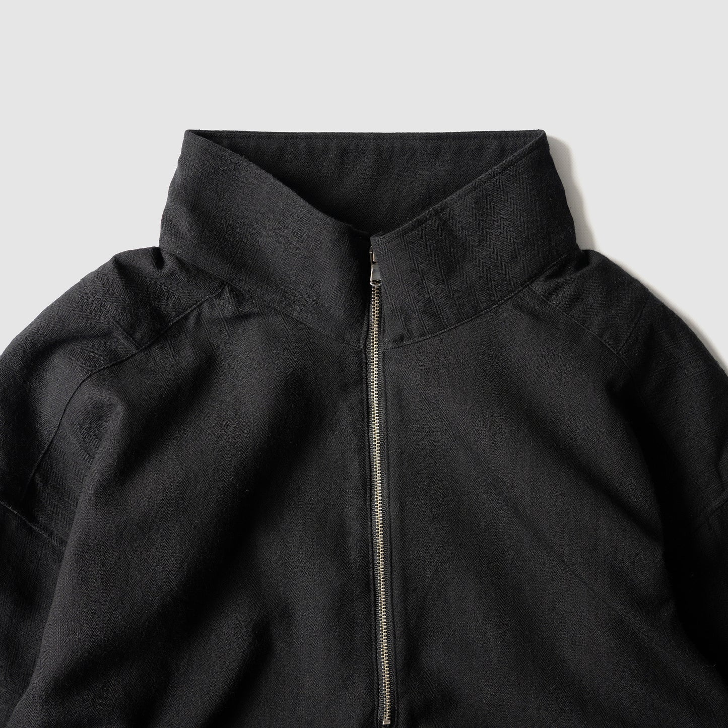 ANCELLM / WOOL HALF ZIP PULL OVER SHIRT "BLACK"