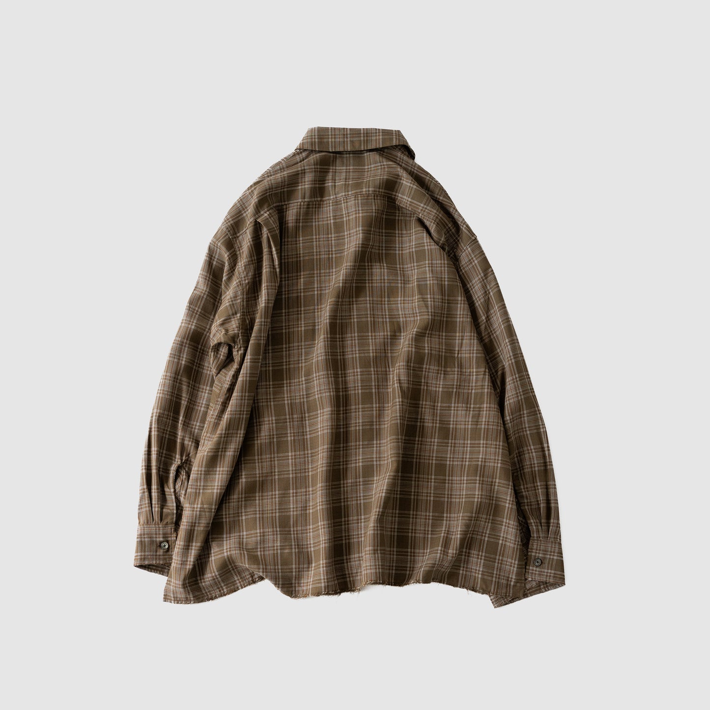 ANCELLM / AGING RAYON CHECK SHIRT "GREEN"