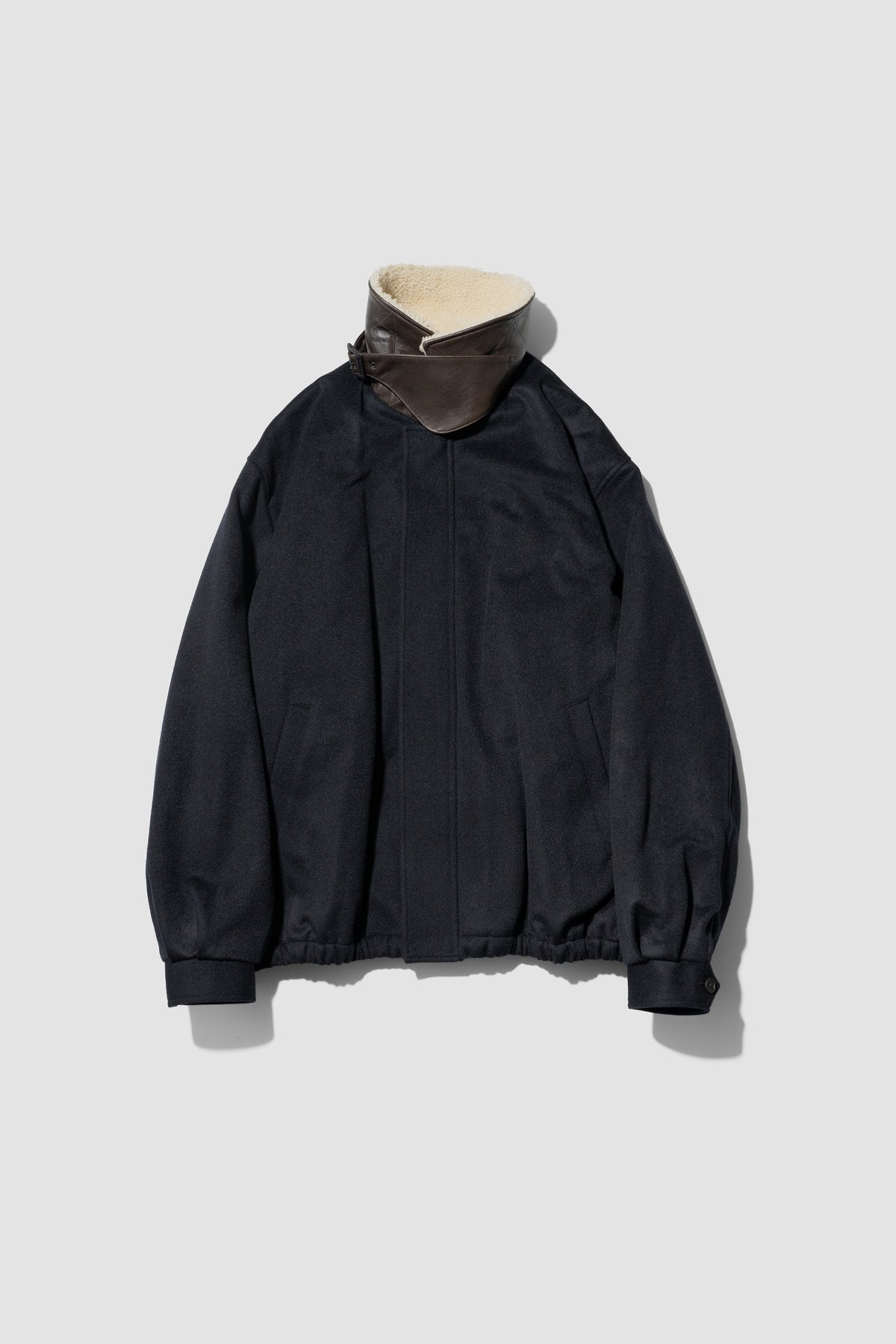 ssstein/ MOUTON COLLAR WOOL CASHMERE PADDED JACKET "DARK NAVY"