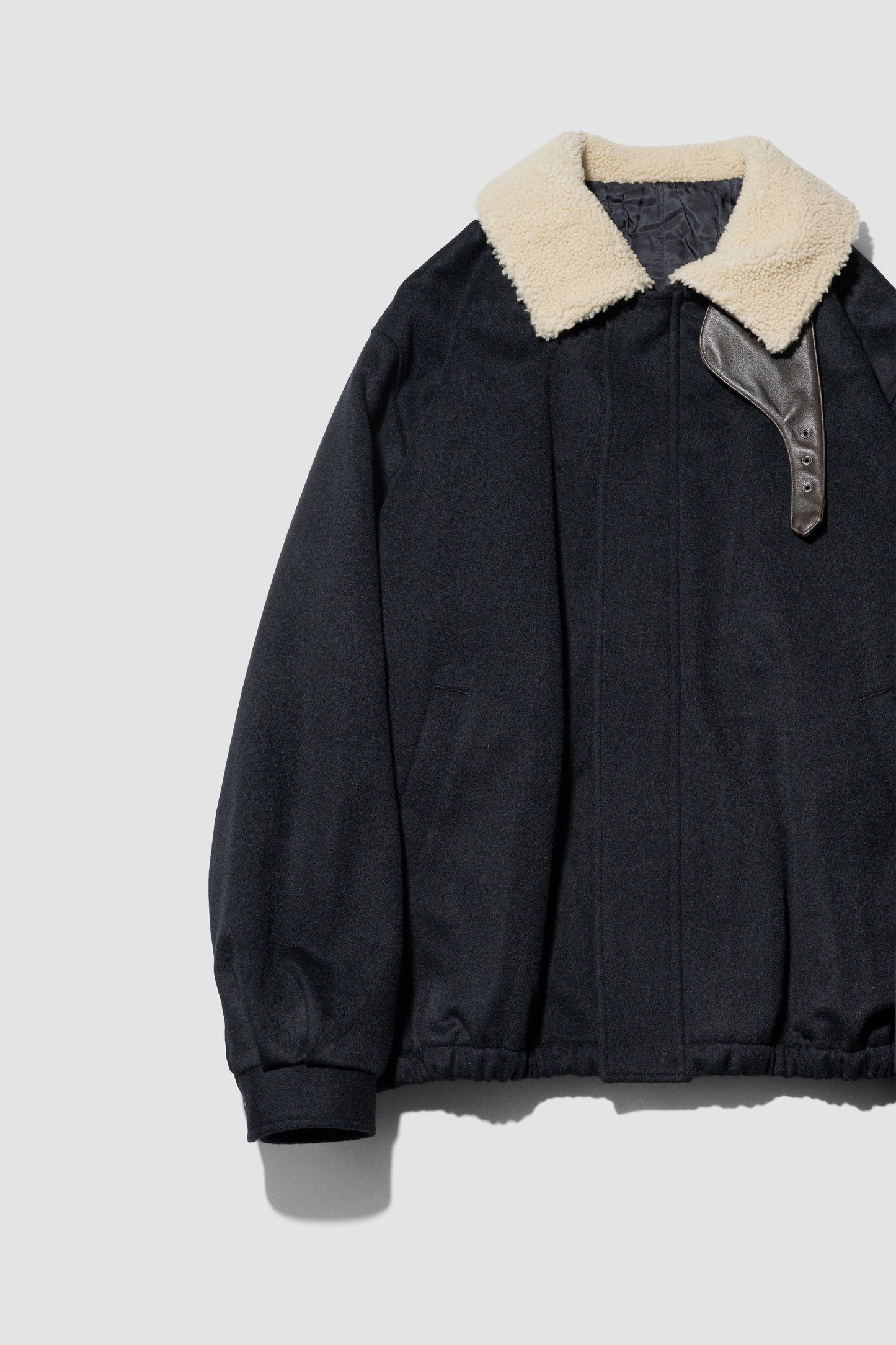 ssstein/ MOUTON COLLAR WOOL CASHMERE PADDED JACKET "DARK NAVY"
