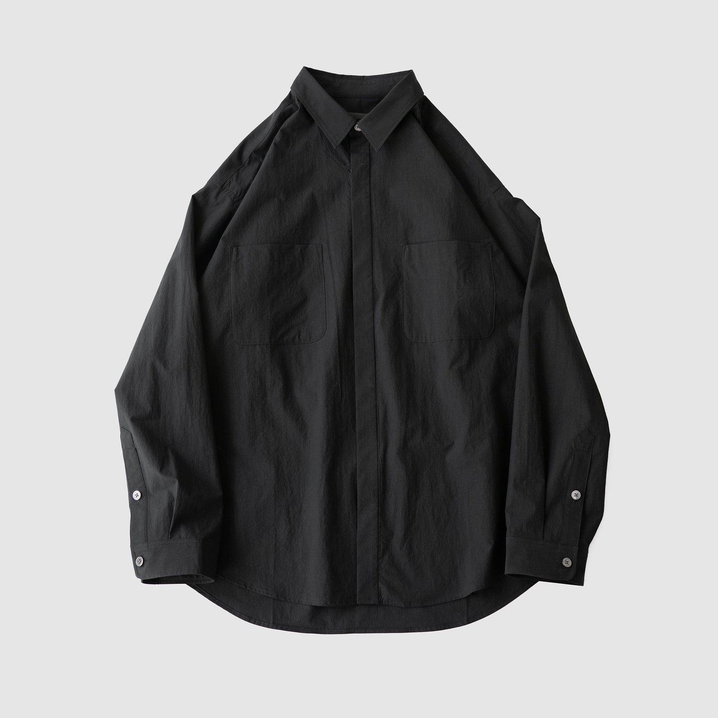 Antwort / COTTON TYPEWRITER FLY FRONT SHIRT "BLACK"