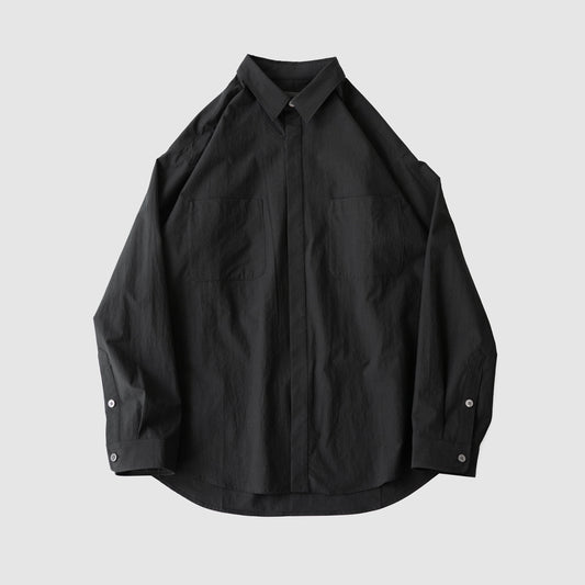 Antwort / COTTON TYPEWRITER FLY FRONT SHIRT "BLACK"