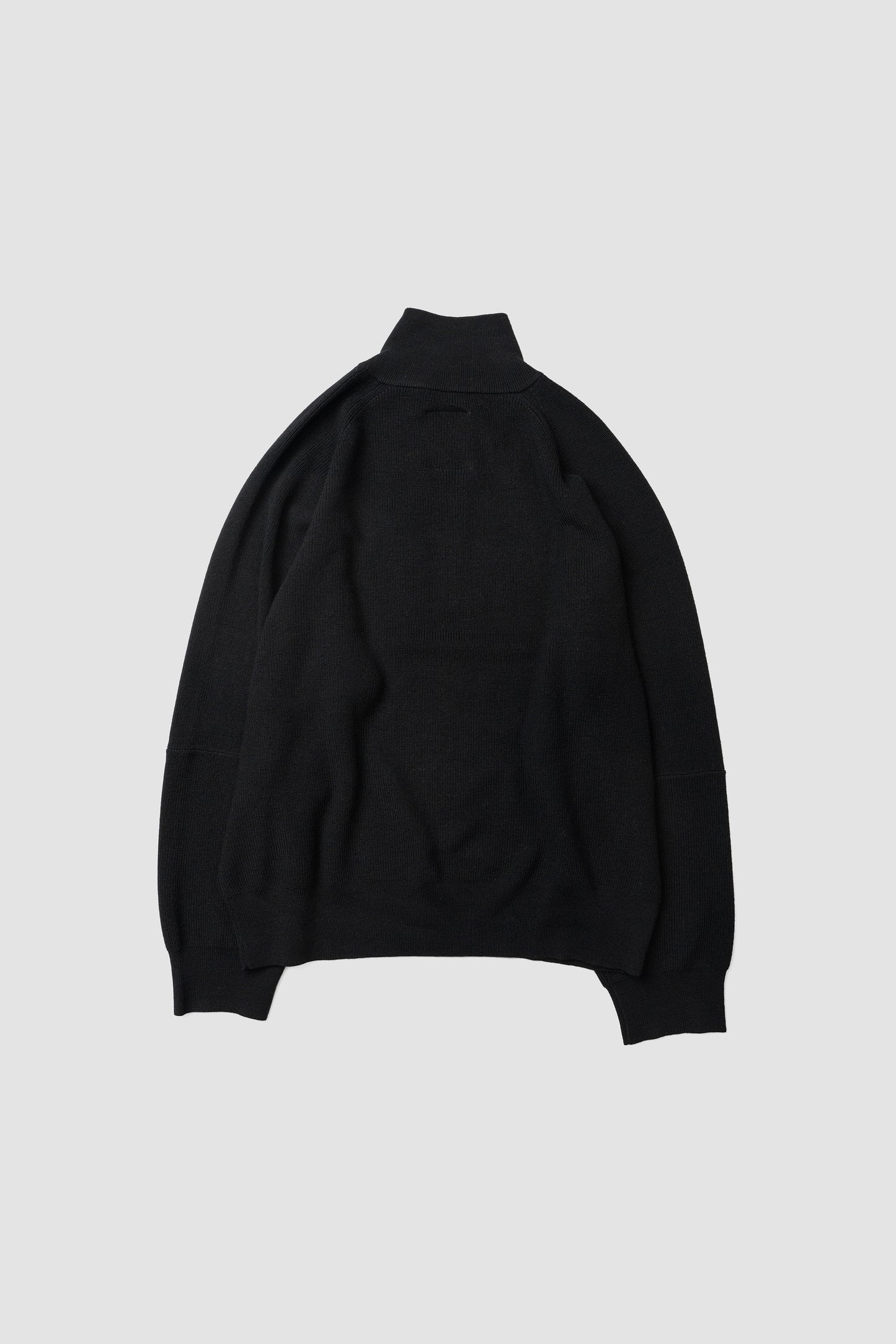 ANCELLM / 120'S WOOL HALF ZIP KNIT "BLACK"