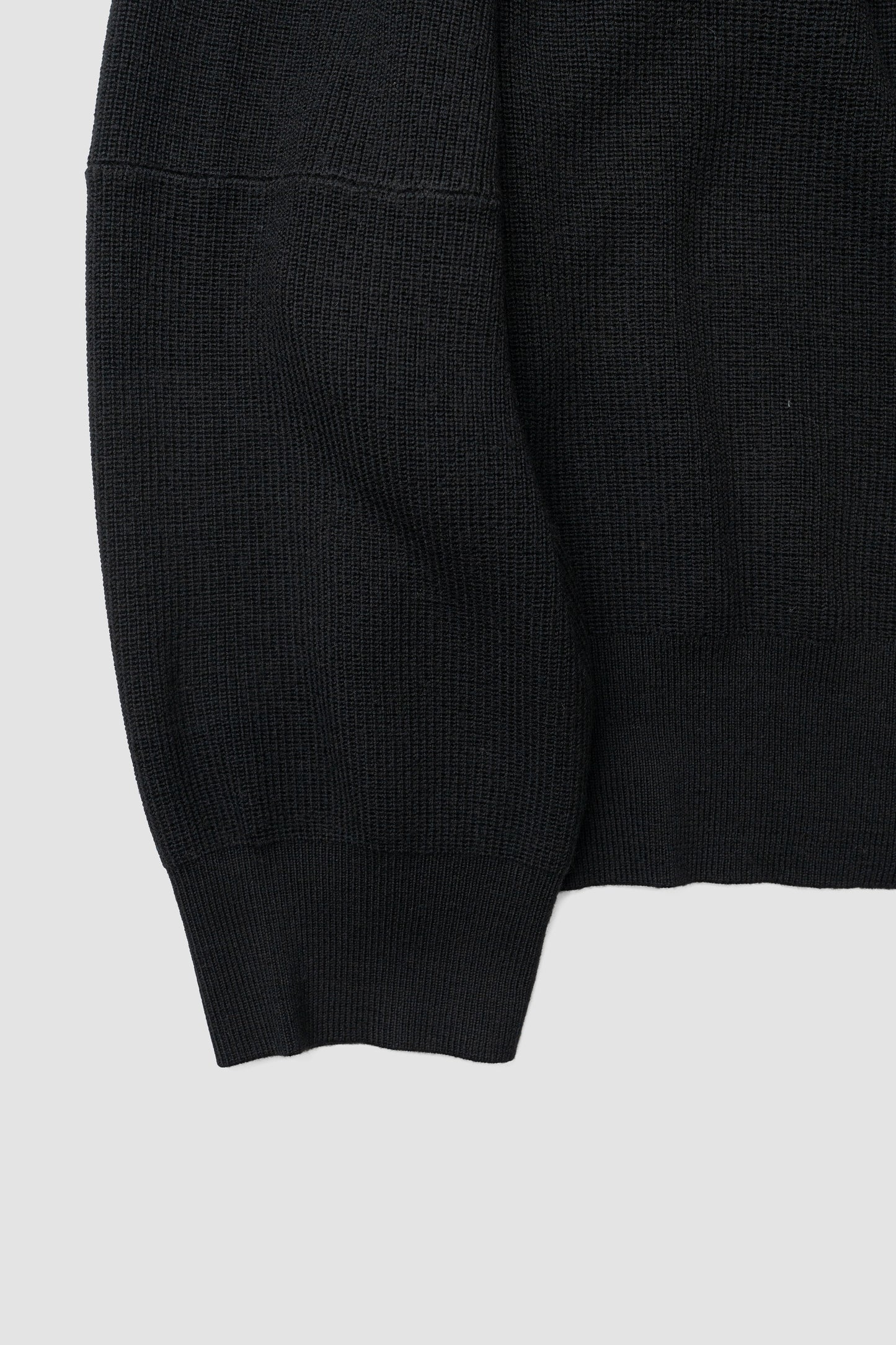 ANCELLM / 120'S WOOL HALF ZIP KNIT "BLACK"
