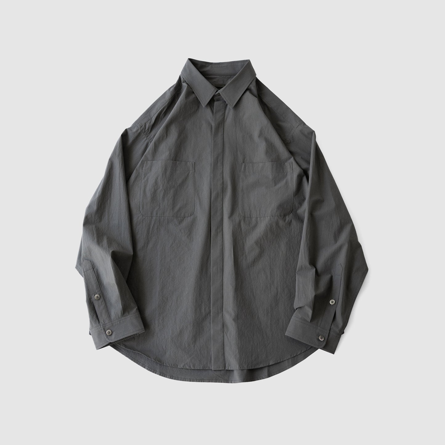 Antwort / COTTON TYPEWRITER FLY FRONT SHIRT "GREY"