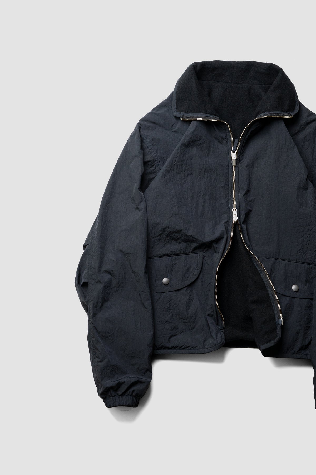 YOKE/ Wool Cashmere Fleece Reversible Blouson "Black"