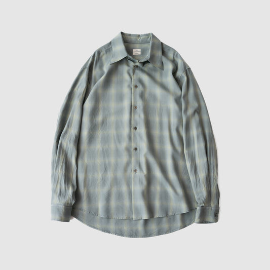 YOKE/ OMBRE PLAID REGULAR COLLAR SHIRT "MIST GREEN"