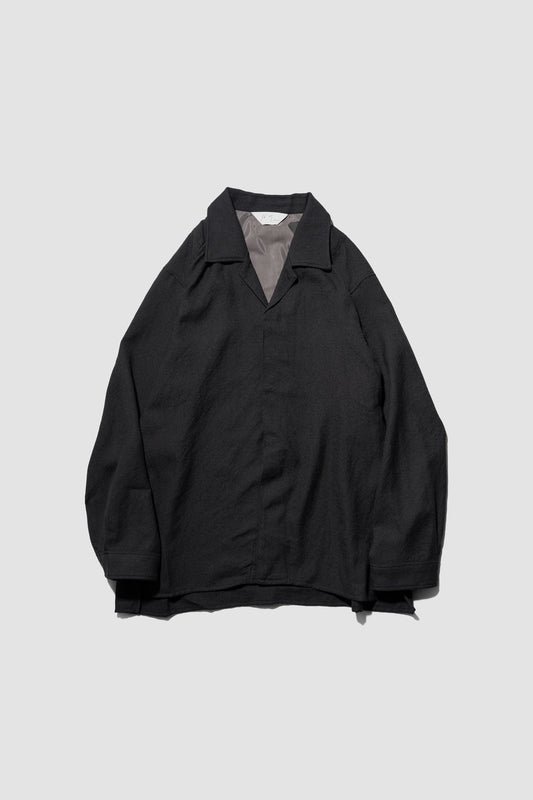 ANCELLM / WOOL CROSS-LINE SHIRT "BLACK"