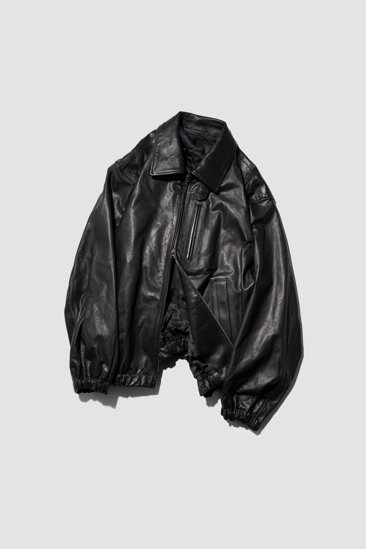 ssstein/ CALF ZIP SHORT JACKET "BLACK"