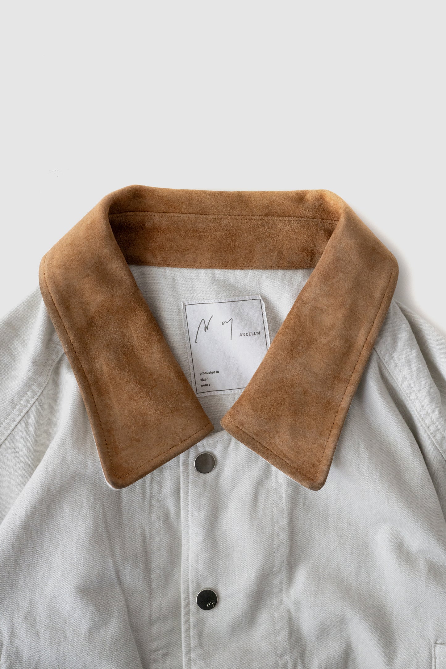 ANCELLM / AGING DENIM HALF JACKET "G.WHITE"