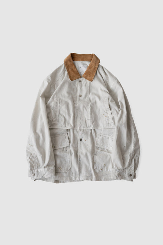 ANCELLM / AGING DENIM HALF JACKET "G.WHITE"
