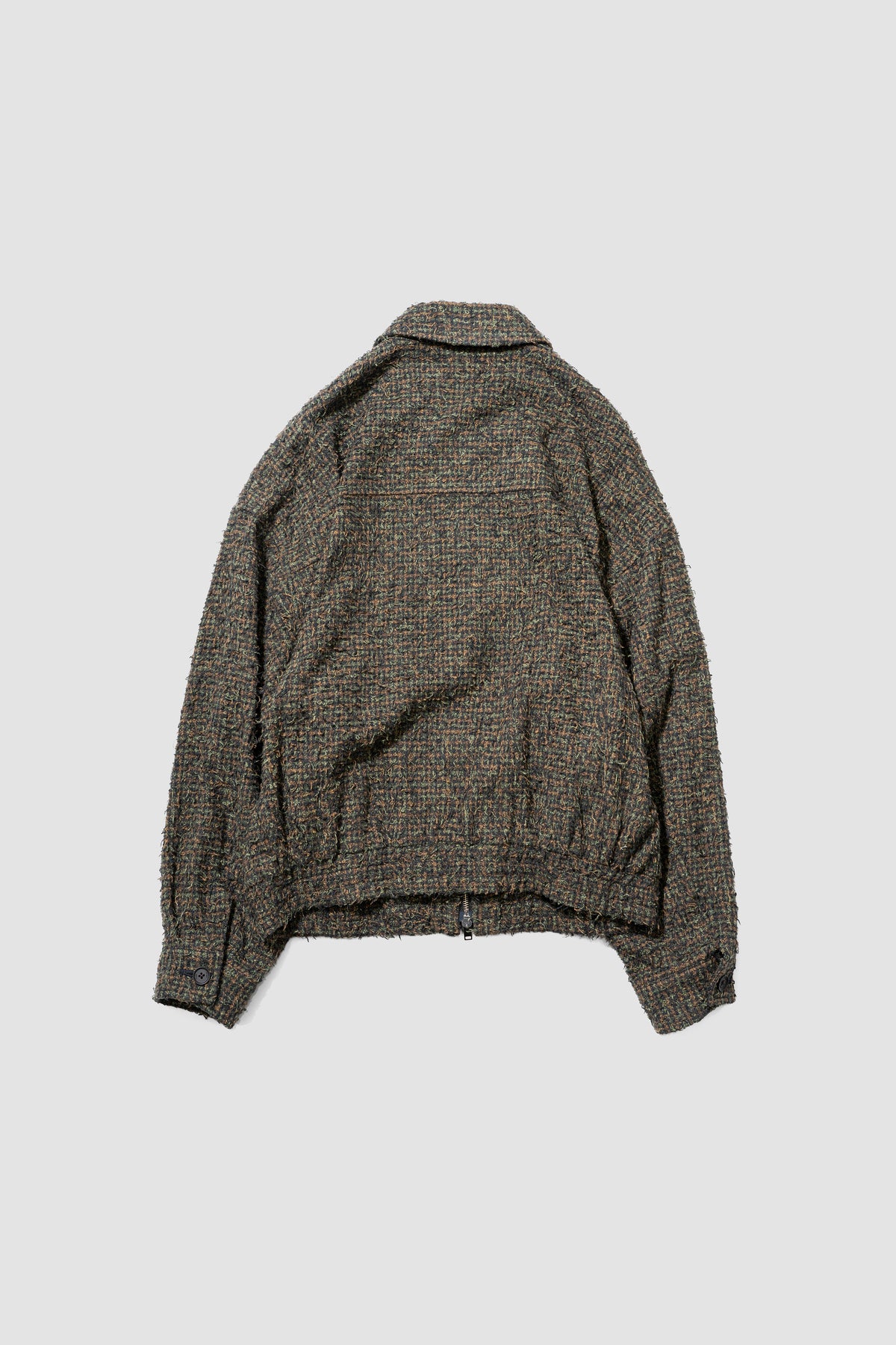 YOKE/ Needlepunched Cotton Plaid Drizzler Jacket "Navy"