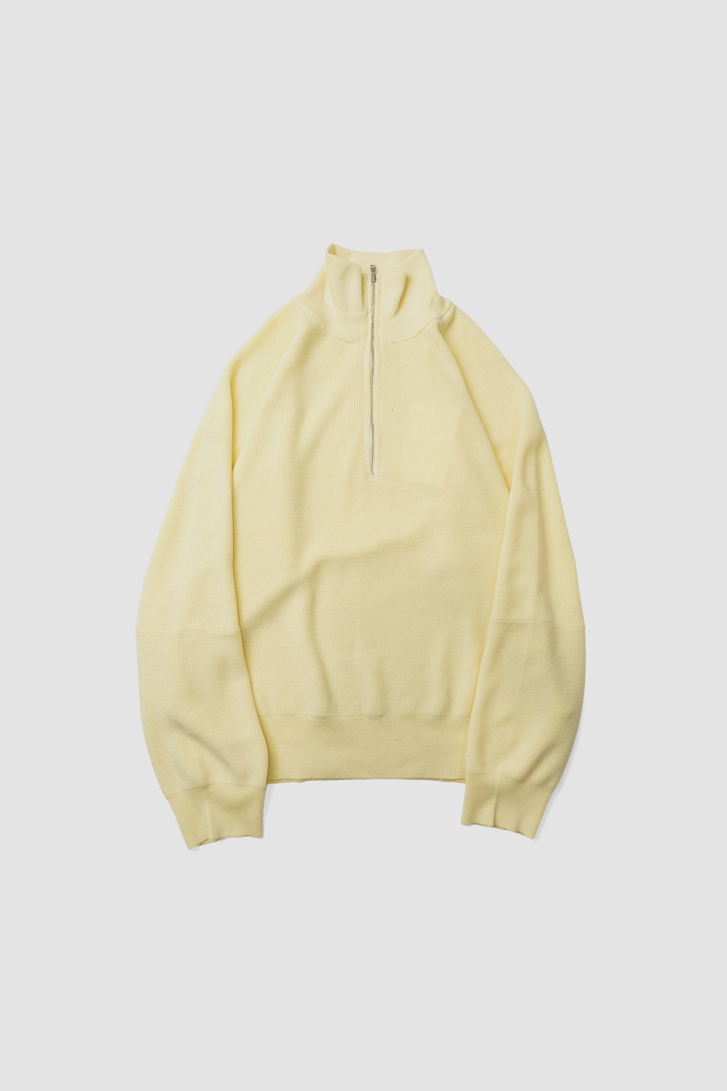ANCELLM / 120'S WOOL HALF ZIP KNIT "YELLOW"