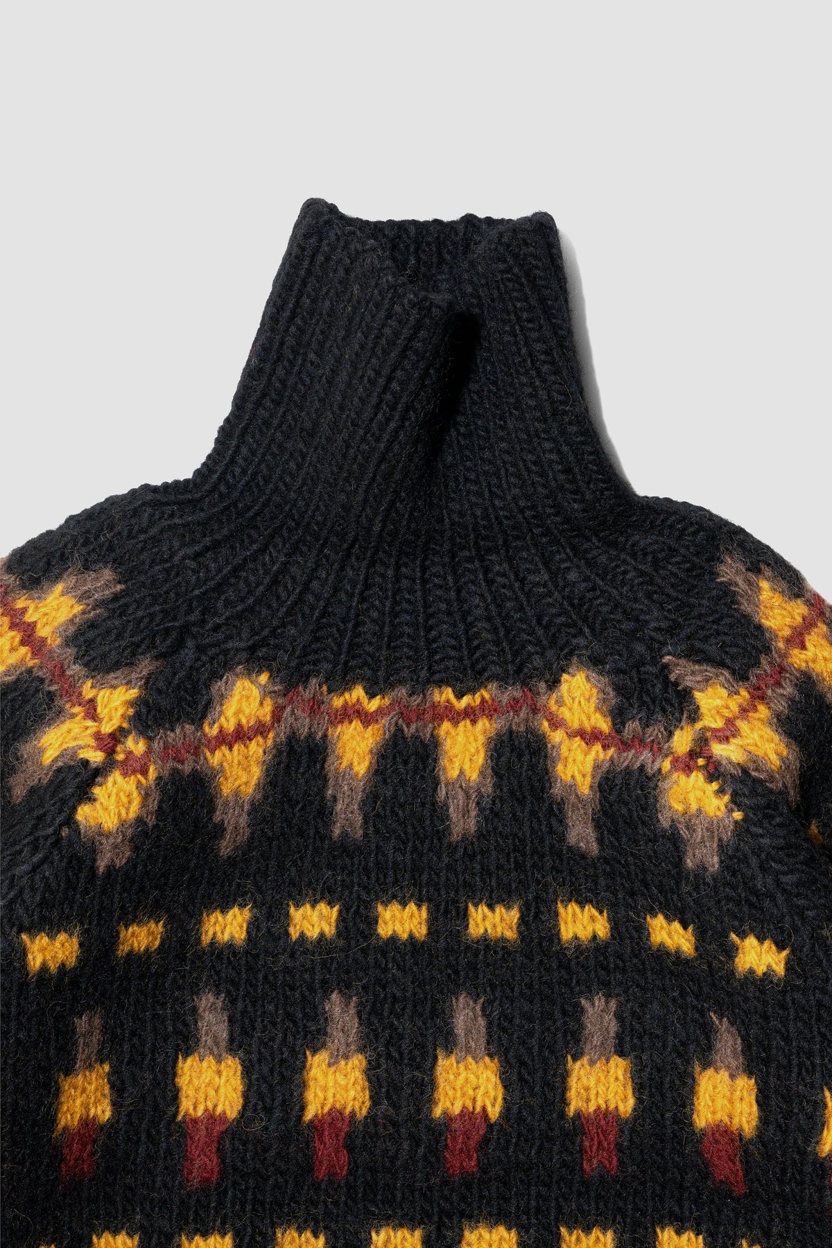ANCELLM / HANDCRAFTED FAIRISLE TURTLENECK KNIT SWEATER "BLACK"