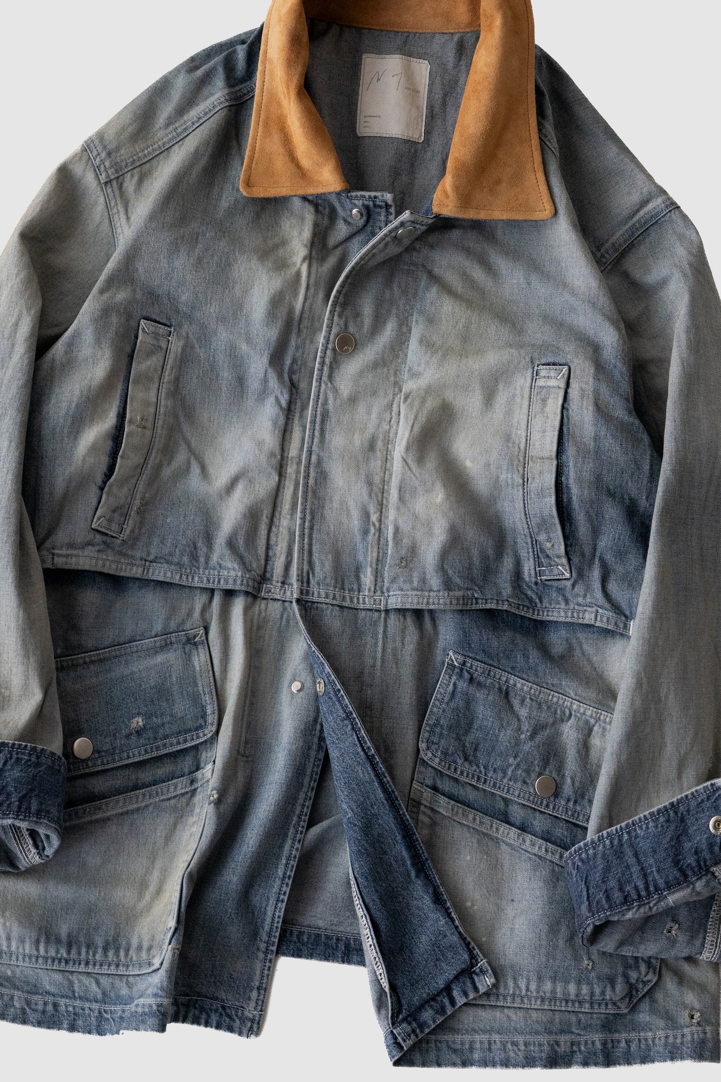 ANCELLM / AGING DENIM HALF JACKET "INDIGO"