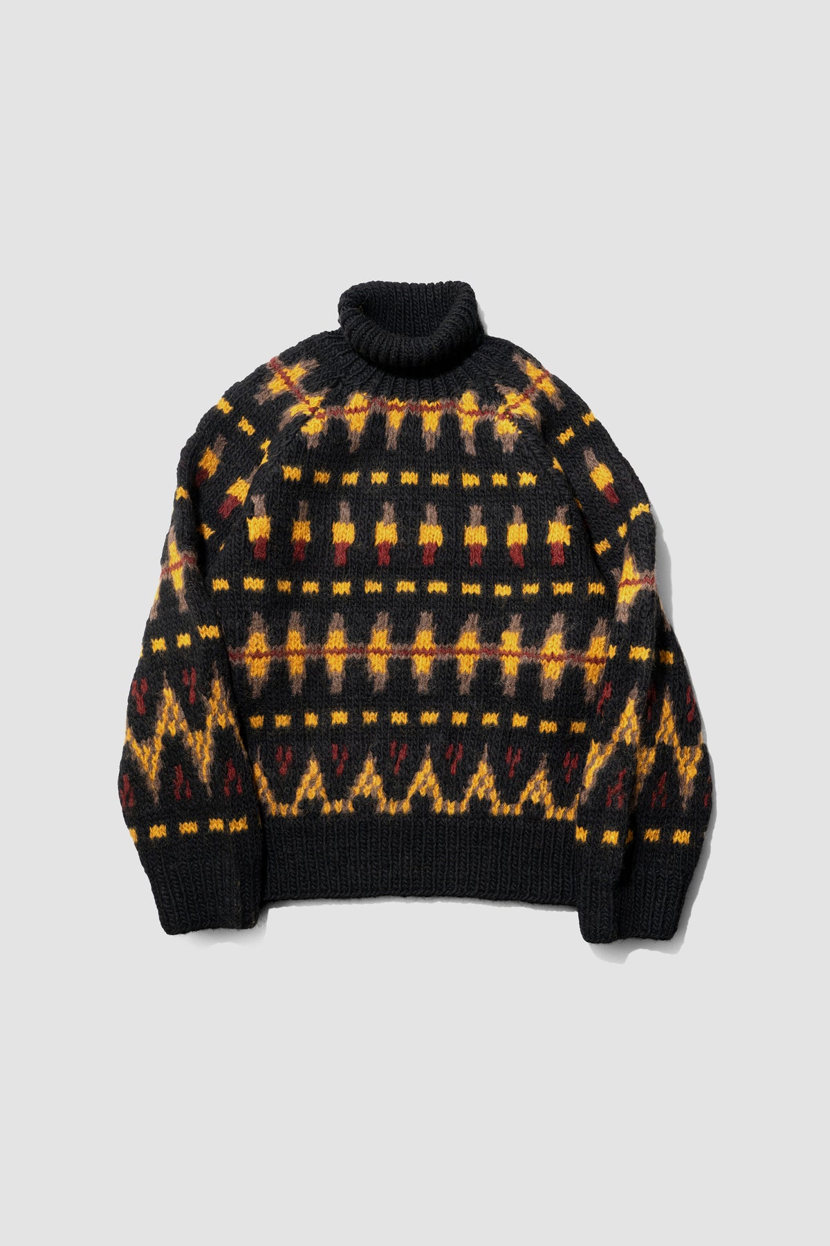 ANCELLM / HANDCRAFTED FAIRISLE TURTLENECK KNIT SWEATER "BLACK"