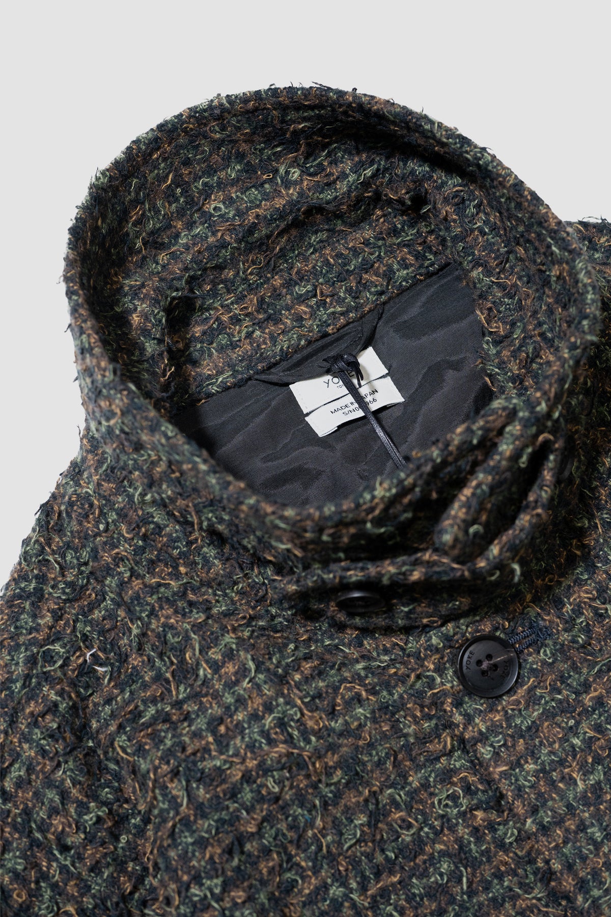 YOKE/ Needlepunched Cotton Plaid Drizzler Jacket "Navy"