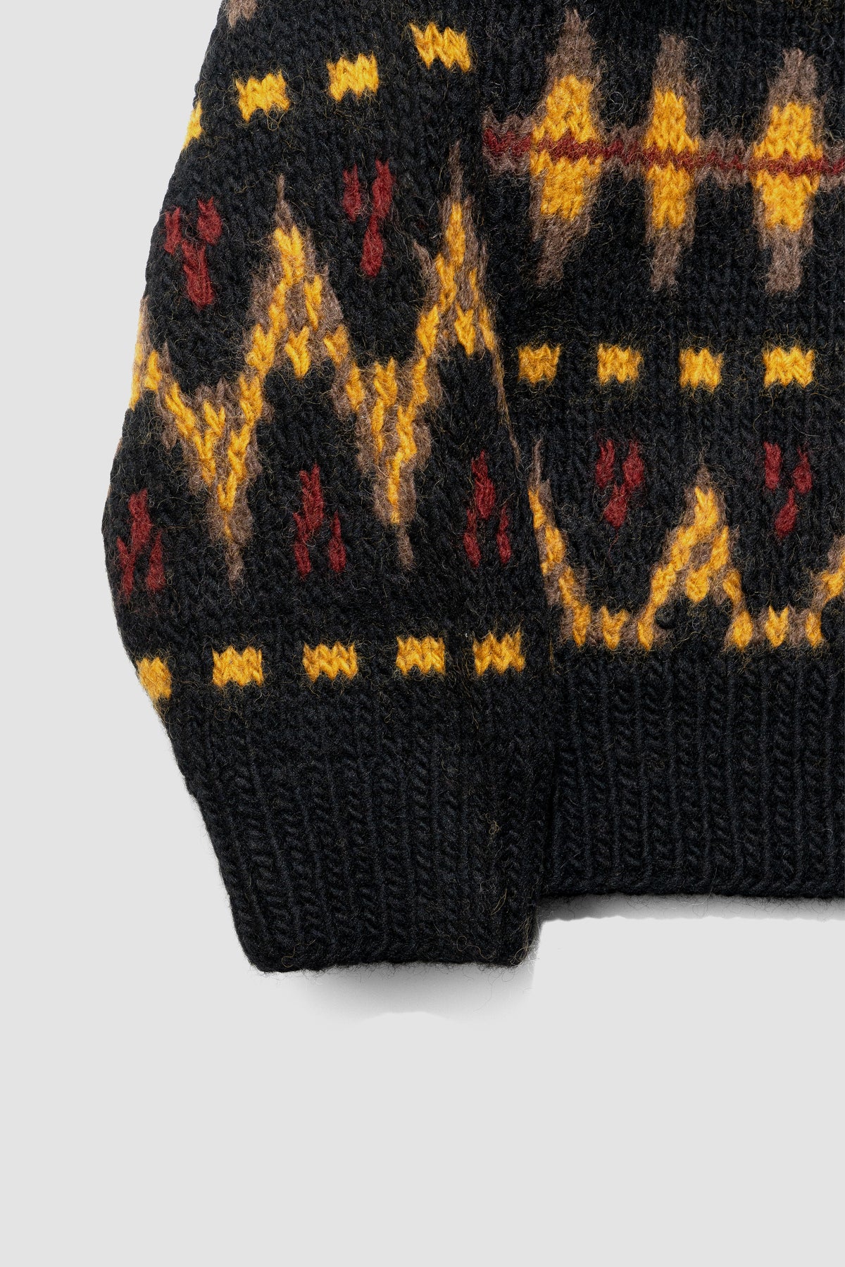 ANCELLM / HANDCRAFTED FAIRISLE TURTLENECK KNIT SWEATER "BLACK"