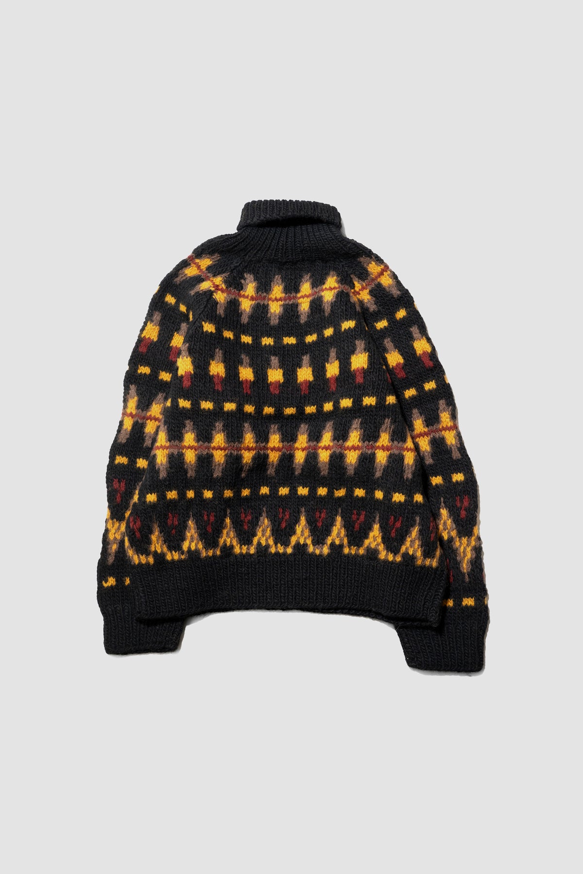 ANCELLM / HANDCRAFTED FAIRISLE TURTLENECK KNIT SWEATER "BLACK"
