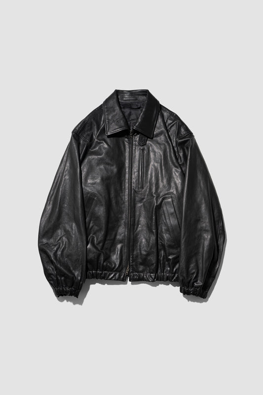 ssstein/ CALF ZIP SHORT JACKET "BLACK"