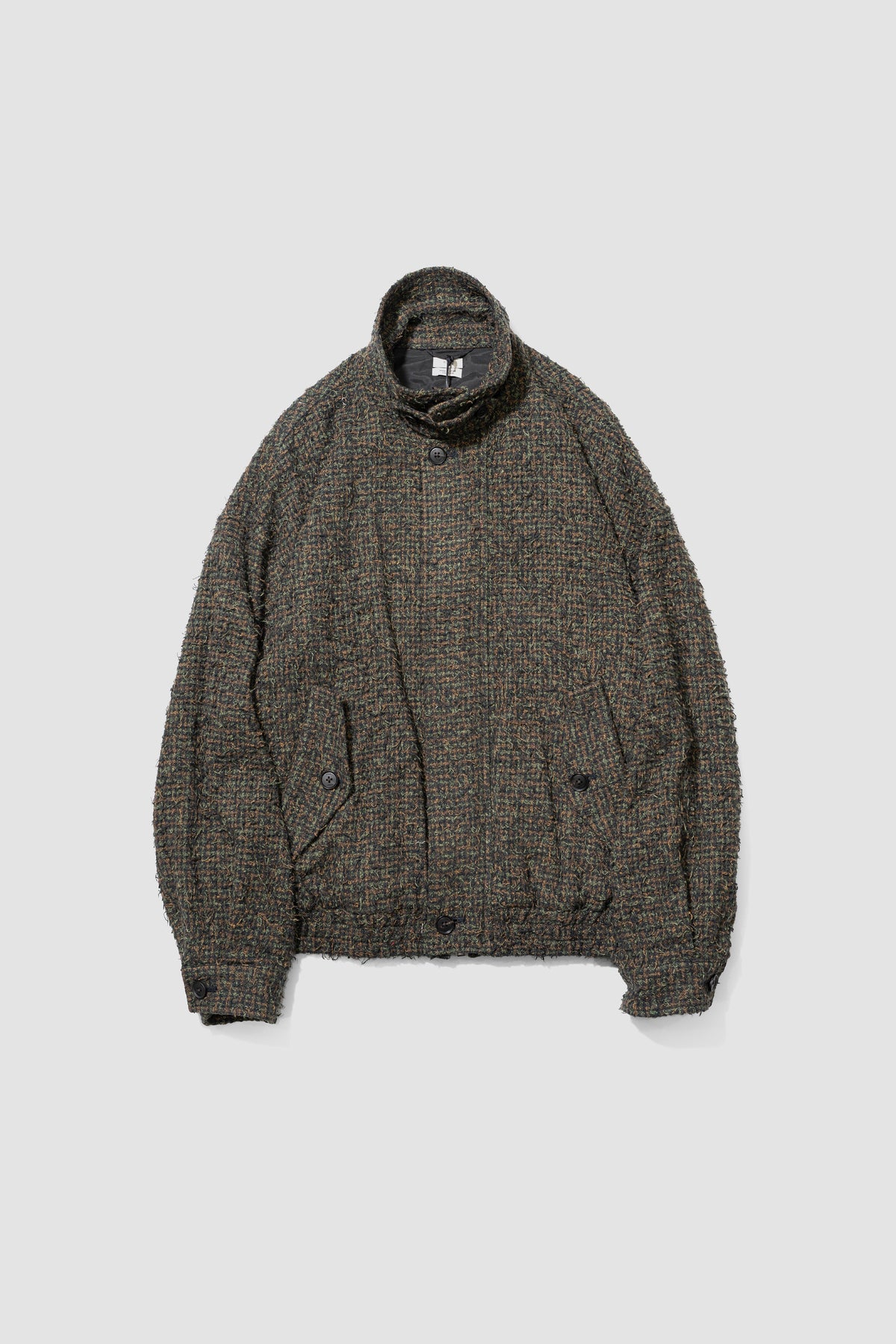 YOKE/ Needlepunched Cotton Plaid Drizzler Jacket "Navy"