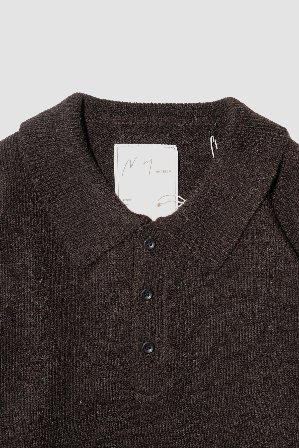 ANCELLM / SHETLAND WOOL SKIPPER KNIT "BROWN"