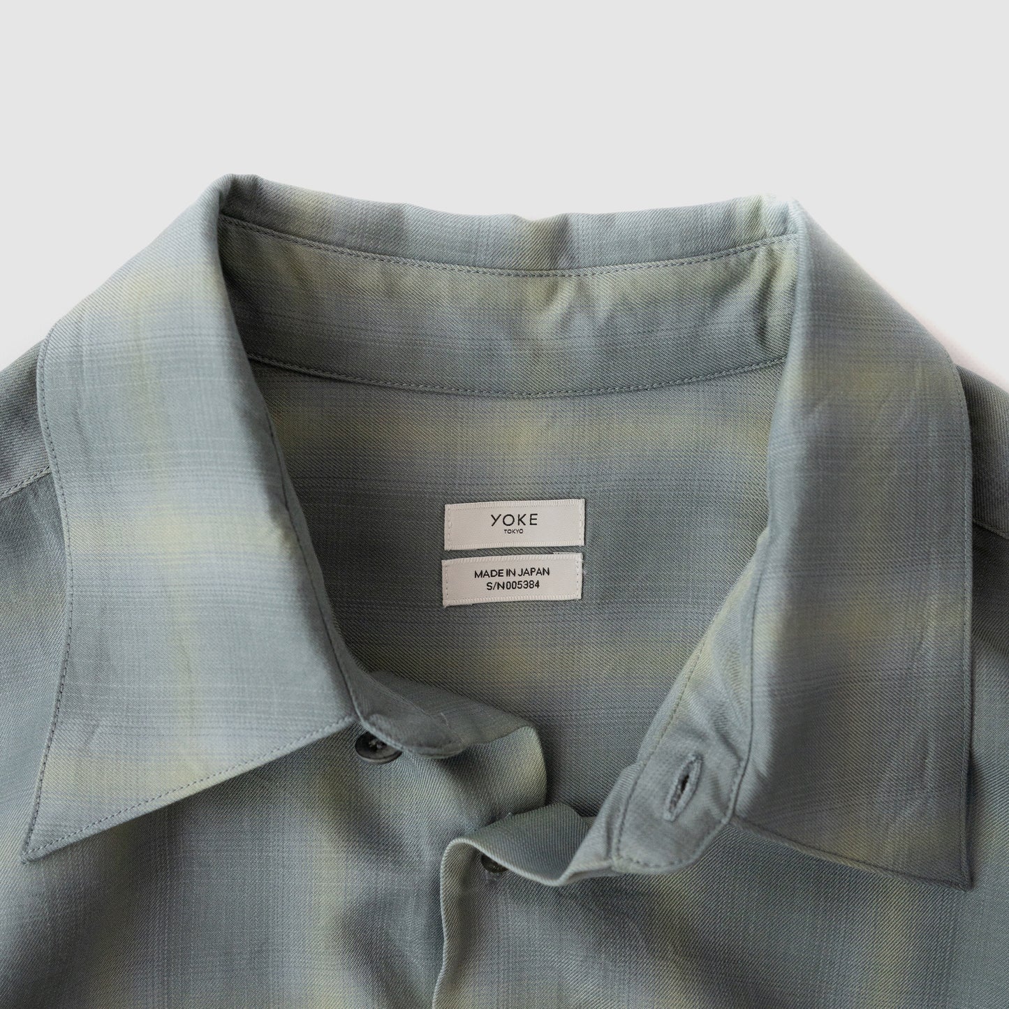 YOKE/ OMBRE PLAID REGULAR COLLAR SHIRT "MIST GREEN"