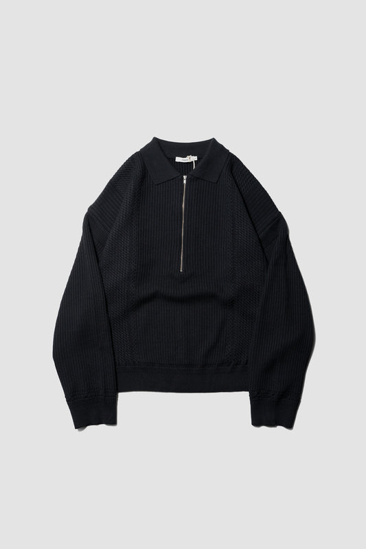 YASHIKI / Teriha Zip Polo "BLACK"