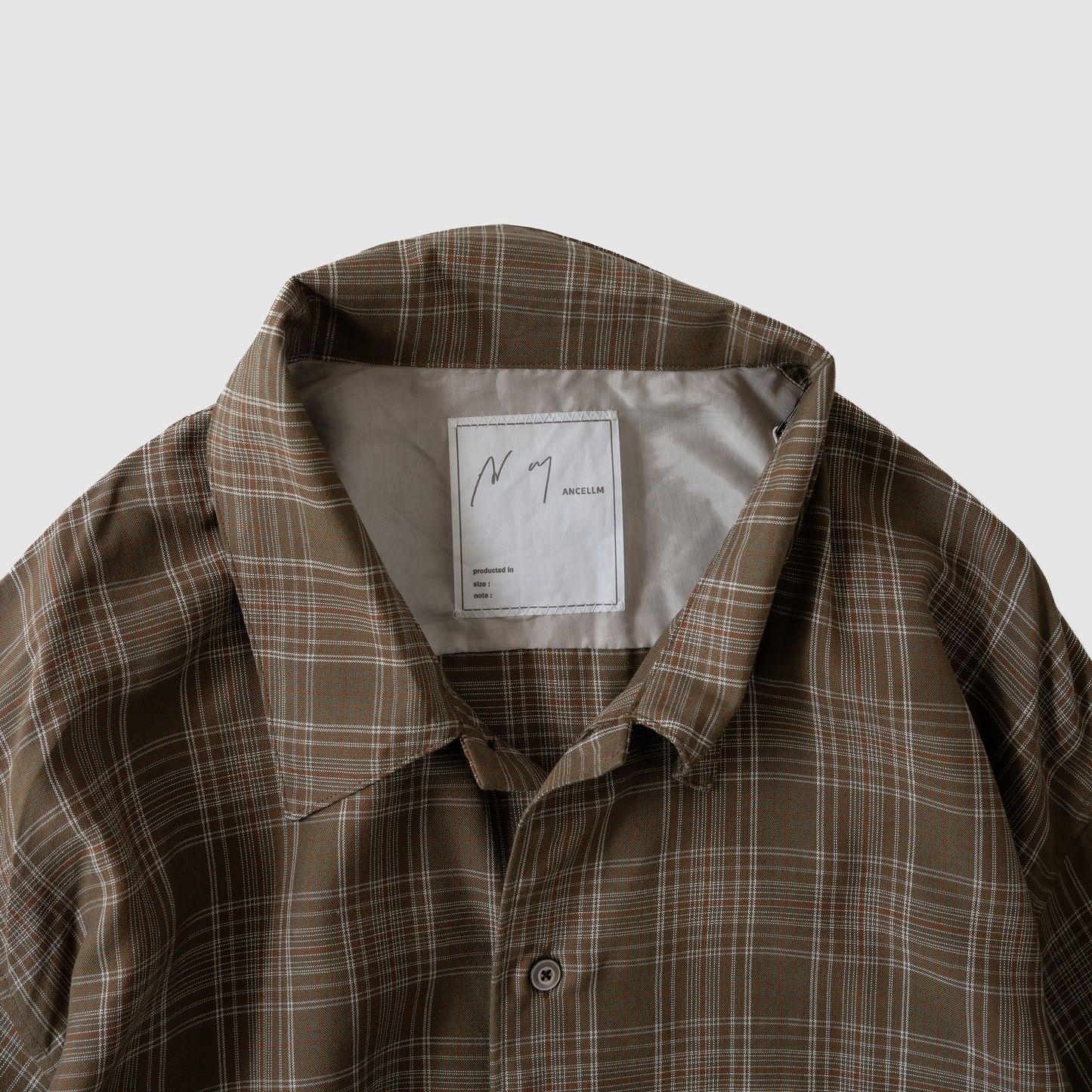 ANCELLM / AGING RAYON CHECK SHIRT "GREEN"