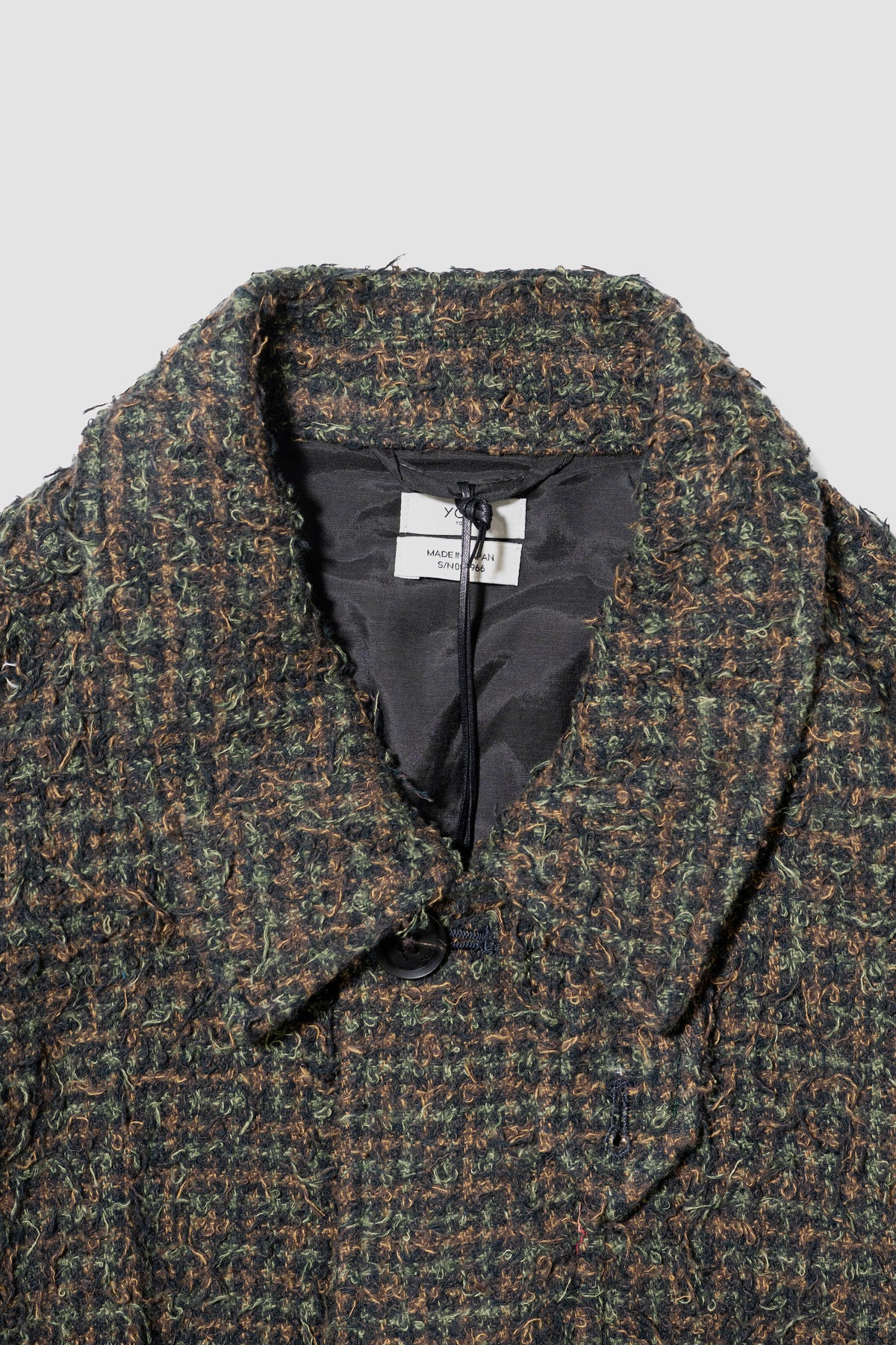 YOKE/ Needlepunched Cotton Plaid Drizzler Jacket "Navy"