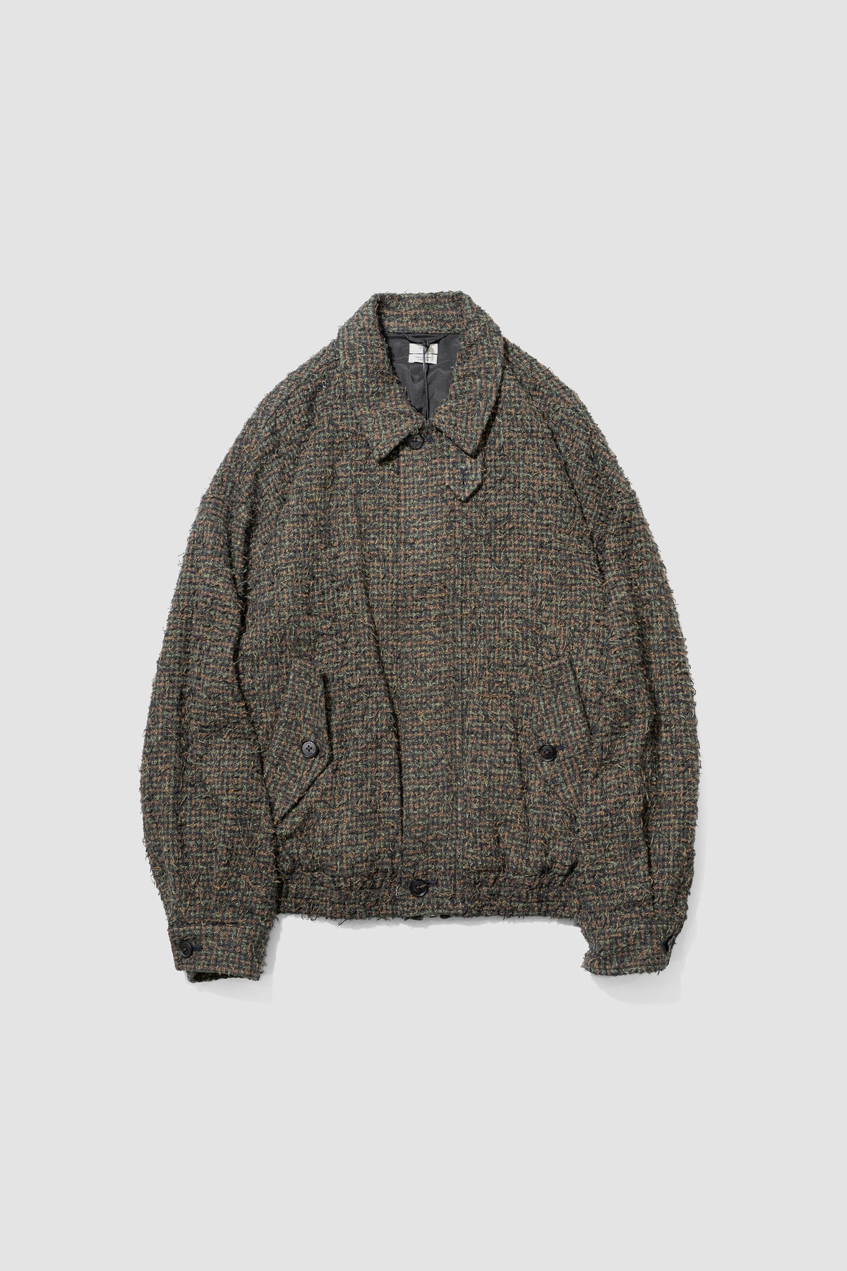 YOKE/ Needlepunched Cotton Plaid Drizzler Jacket "Navy"