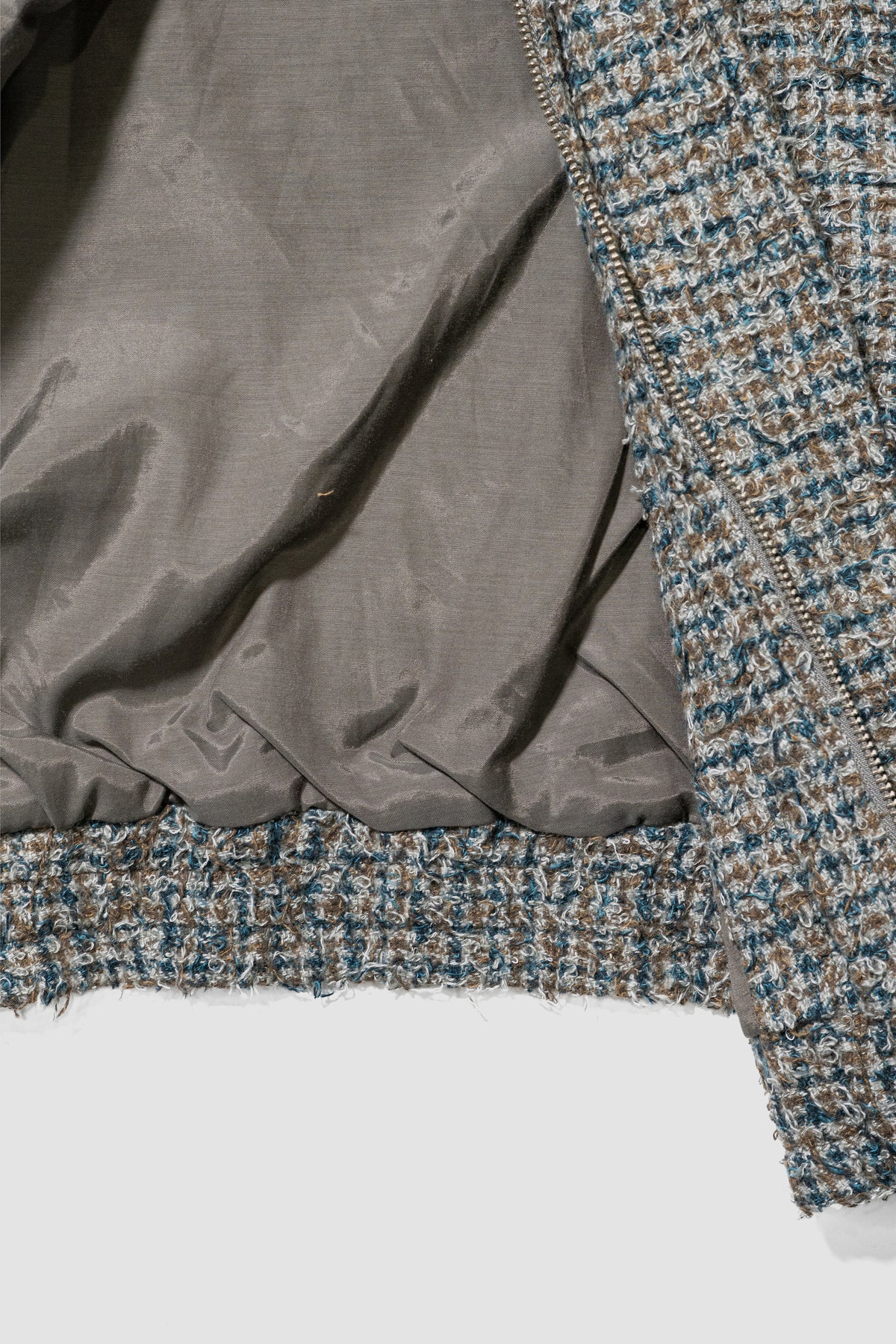YOKE/ Needlepunched Cotton Plaid Drizzler Jacket "Gray"