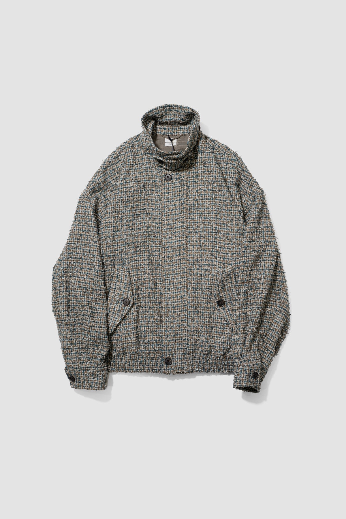 YOKE/ Needlepunched Cotton Plaid Drizzler Jacket "Gray"